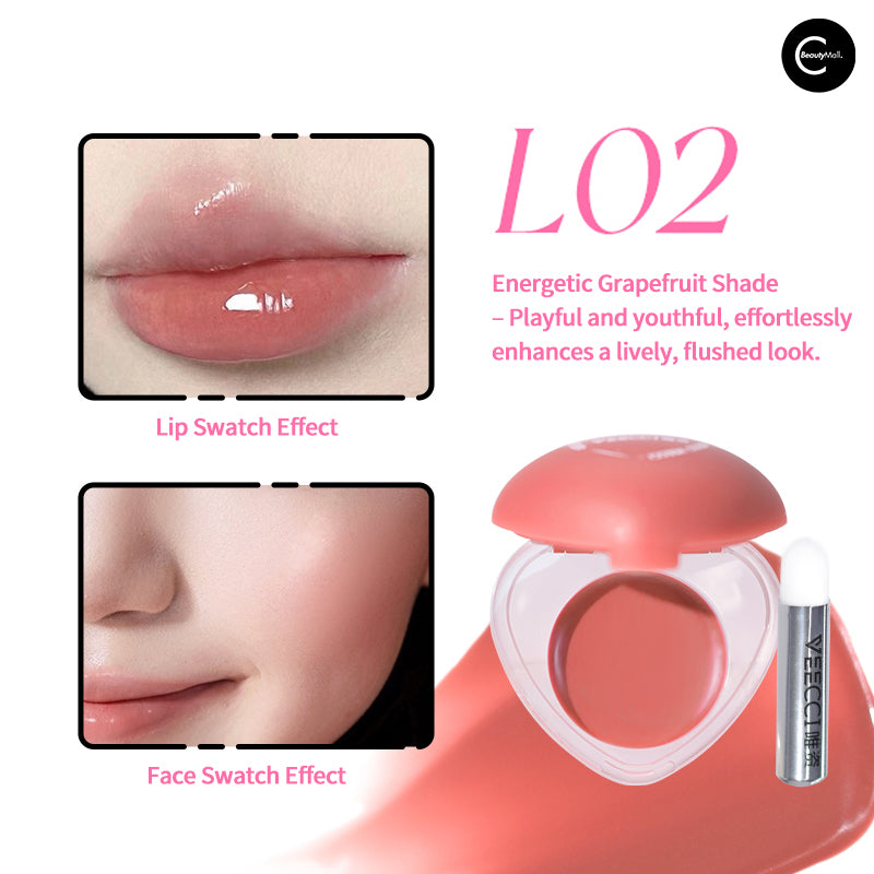 VEECCI Multi-Purpose Lip & Cheek Balm - Tinted Moisturizing Cream for Natural Blush & Lip Color - Perfect for Everyday Makeup, Travel & On-The-Go Touch Ups