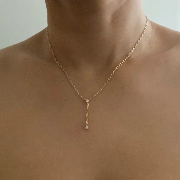 14K Gold Tear Drop Pendant Chain Necklace for Women - Elegant Layering Jewelry for Date Night & Special Occasions