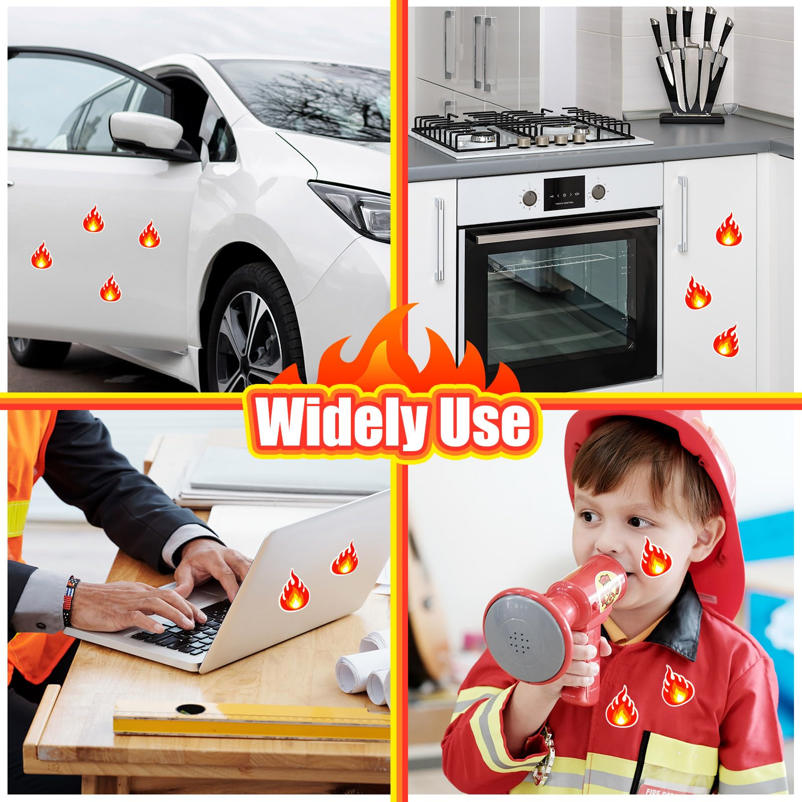 600Pcs Flame Stickers - Cute Fire Vinyl Decals for Scrapbooking, DIY Crafts, Labels & Home Decor | Perfect for Laptops, Water Bottles, Journals & Party Decorations