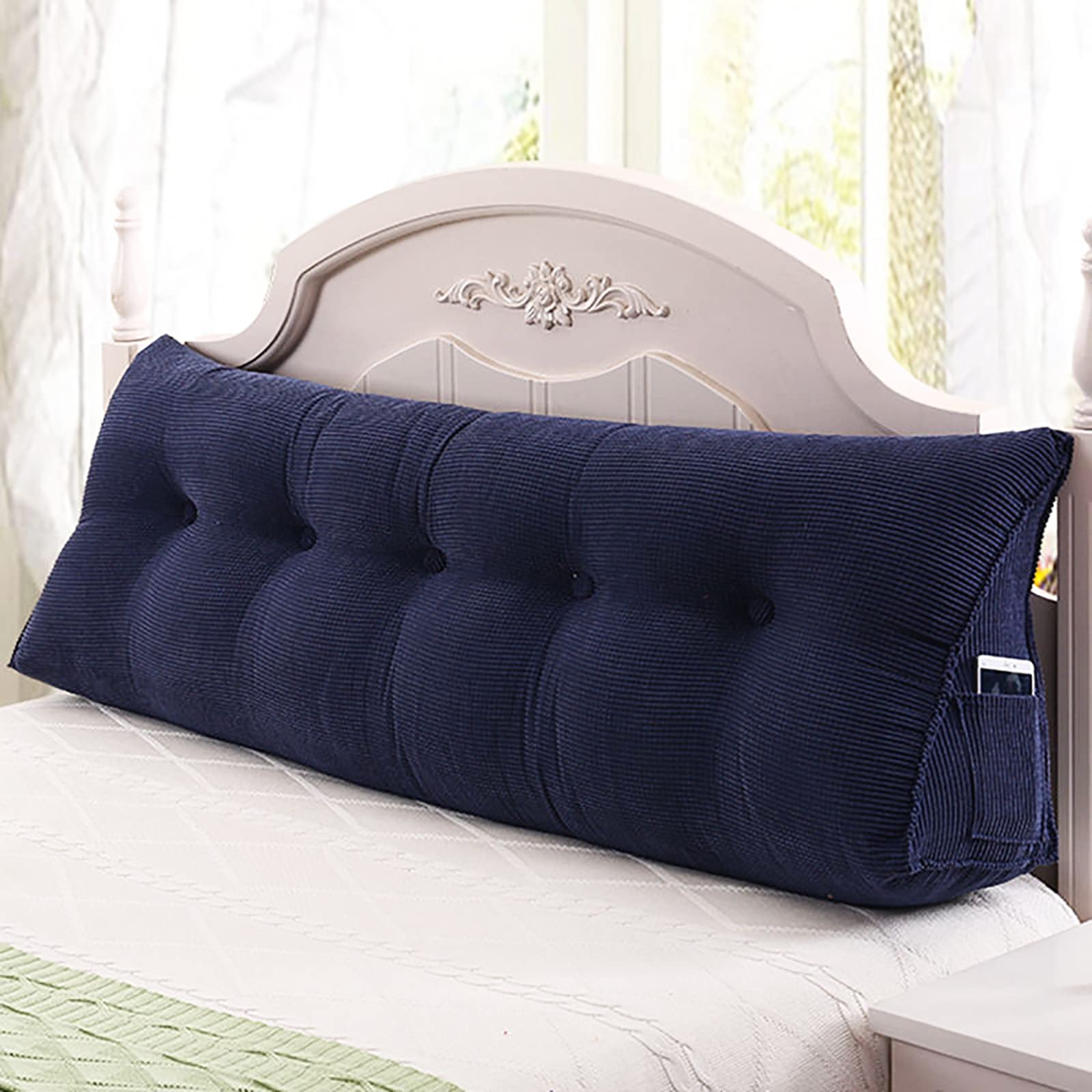 **Large Triangular Bed Wedge Pillow - Velvet Headboard Support Cushion for Reading & Backrest Positioning | Daybed, Sofa & Lounge Use**