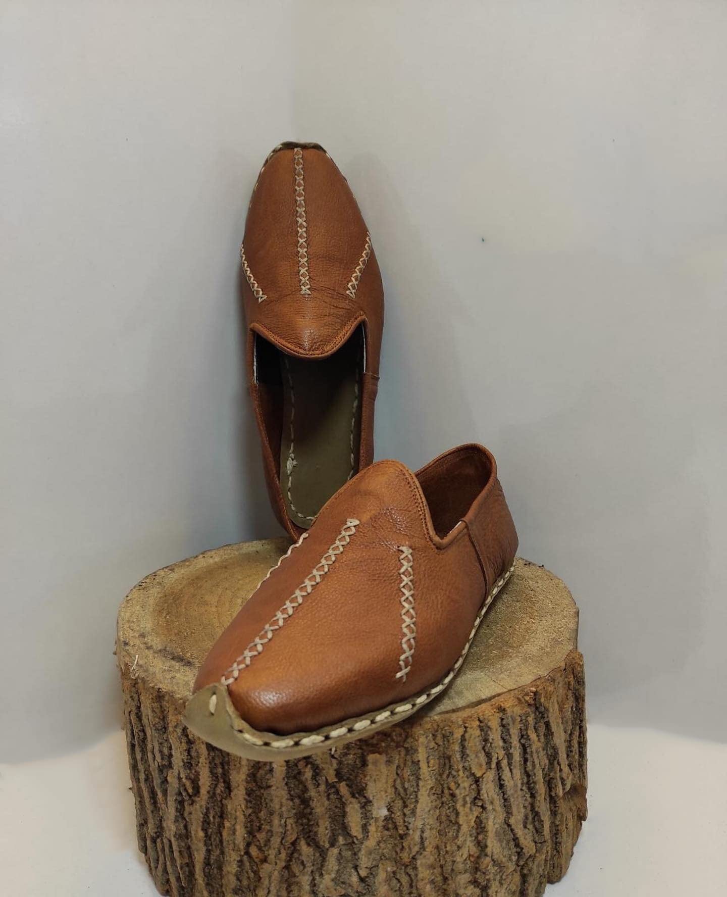 Authentic 100% Handmade Genuine Leather Women's Turkish Saracli Slippers - Lightweight & Breathable - Size 4.5 - Navy Blue - Perfect for Home, Spa & Indoor Comfort