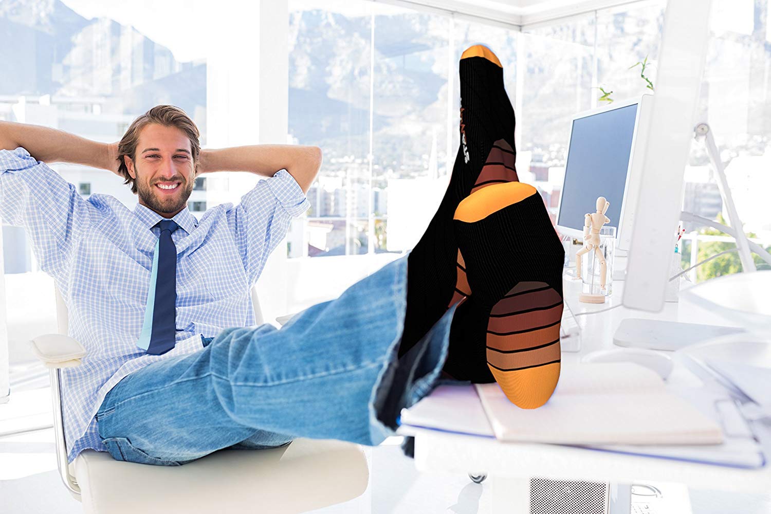 Physix Gear 20-30 mmHg Graduated Compression Socks for Men & Women - Medical Grade Support for Running, Travel & Circulation - Breathable Cotton Blend (Black/Orange, L/XL) - Perfect for Athletes, Nurses & Frequent Flyers