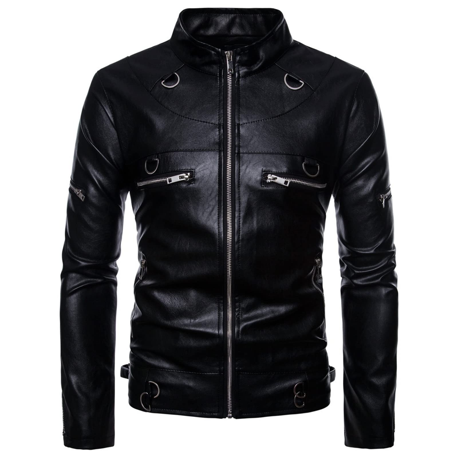 Men's Slim Fit PU Leather Jacket - Stand Collar Motorcycle Coat for Autumn & Winter | Casual Fashion Outerwear for Riding, Travel & Daily Wear