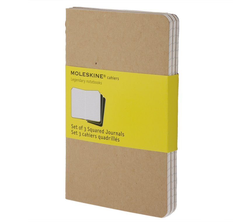 Premium Moleskine Squared Cahier Journal Set of 3 - Lined Notebooks for Writing, Sketching & Note Taking - Perfect for Students, Artists & Professionals - Durable Kraft Paper Cover