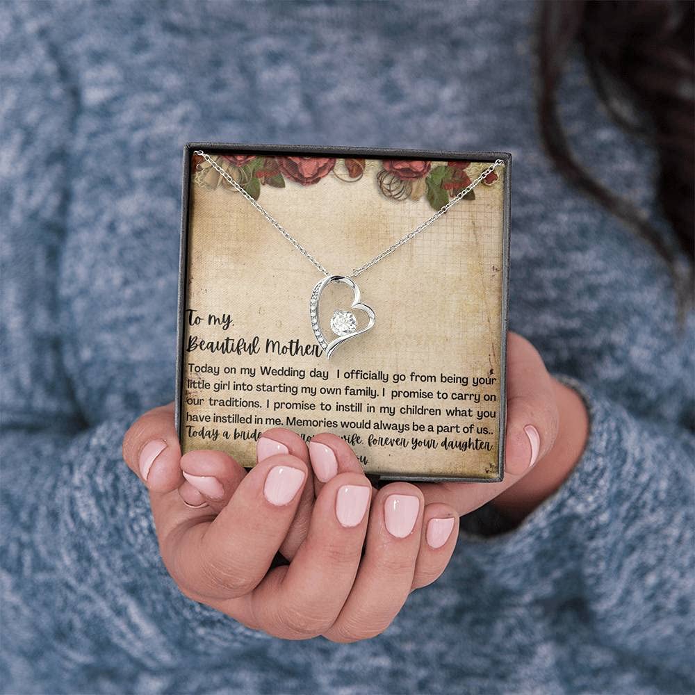 Elegant Mother of the Bride Necklace Gift Set - Thoughtful Present from Daughter or Bride with Keepsake Letter Box - Perfect for Weddings, Anniversaries & Special Occasions