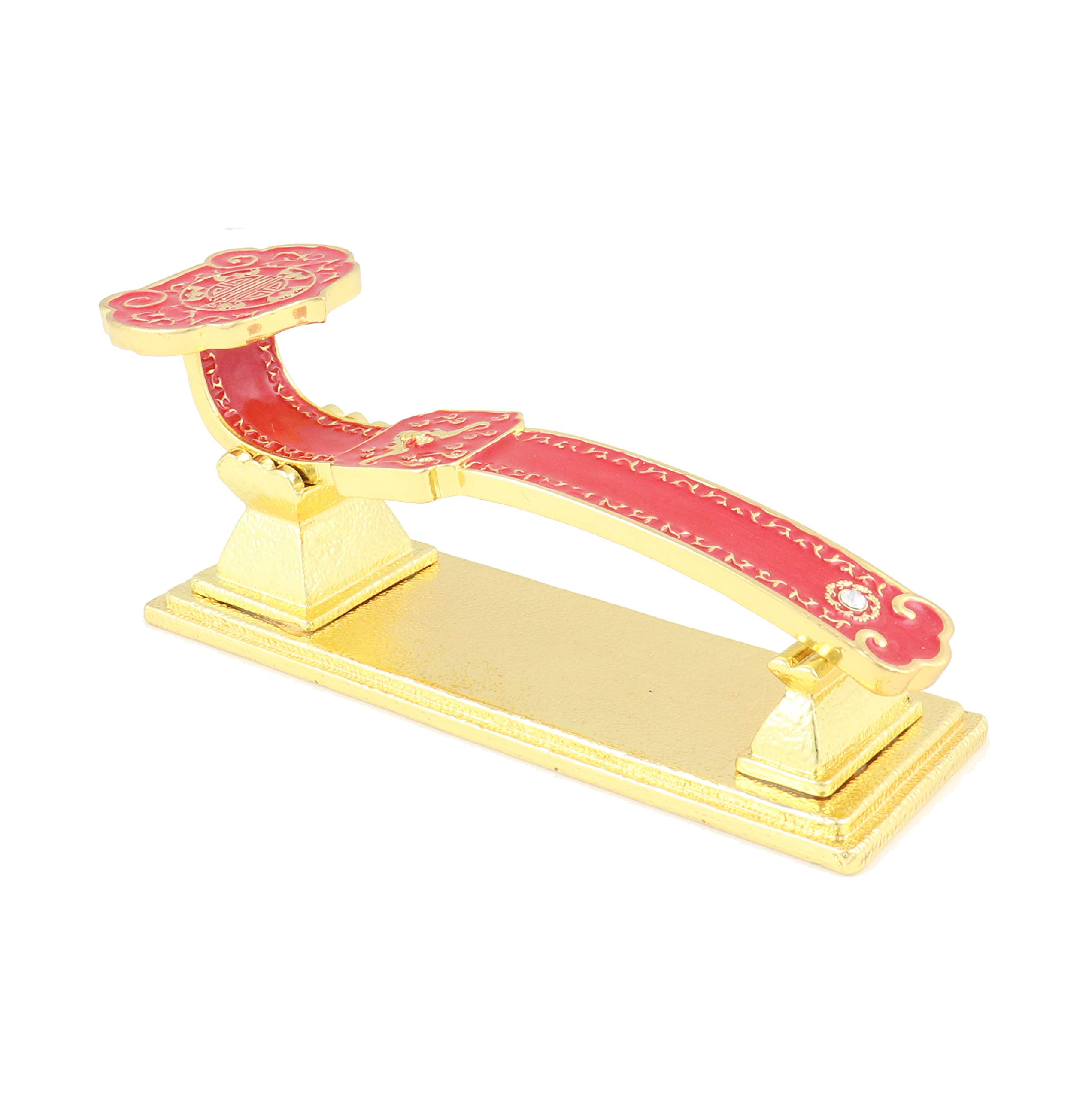 Lucky Feng Shui Red Ruyi Scepter with Bat Motif - Perfect for Home Decor, Office Display & Wealth Attraction