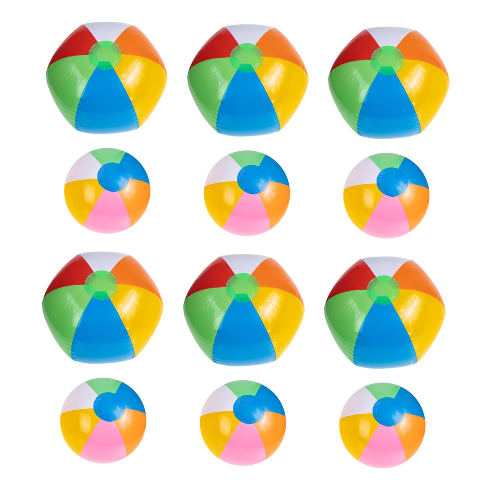 12-Piece Inflatable Swimming Pool Ball Set - Giant Rainbow Beach Balls for Kids & Adults - Outdoor Water Play Toys for Summer, Pool Parties & Beach Fun - Durable PVC Inflatable Toys for Backyard, Lake & Vacation Activities