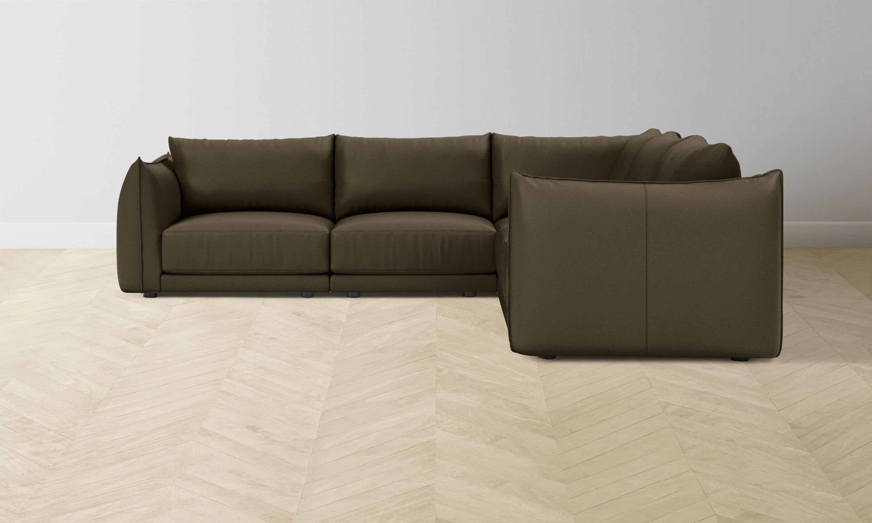 Premium Pebbled Leather Modular Sectional Sofa in Truffle Brown - Perfect for Living Room, Lounge & Home Theater Comfort