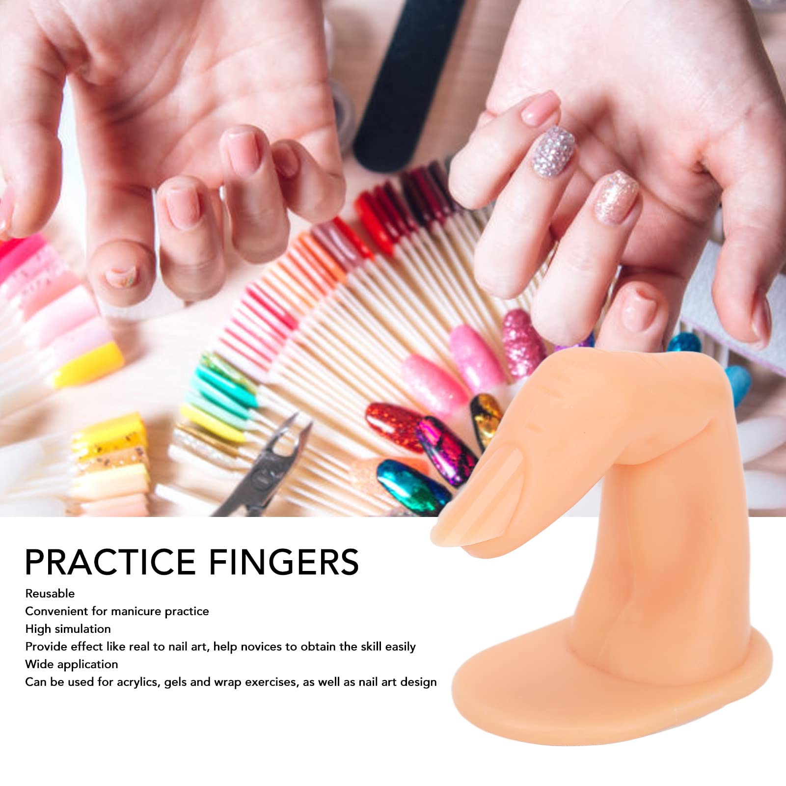 50pcs Nail Practice Hand with Training Fingers - Acrylic Nail Art Kit for Beginners & Professionals - Perfect for Nail Salon Training, Home Practice & Manicure Display Decoration