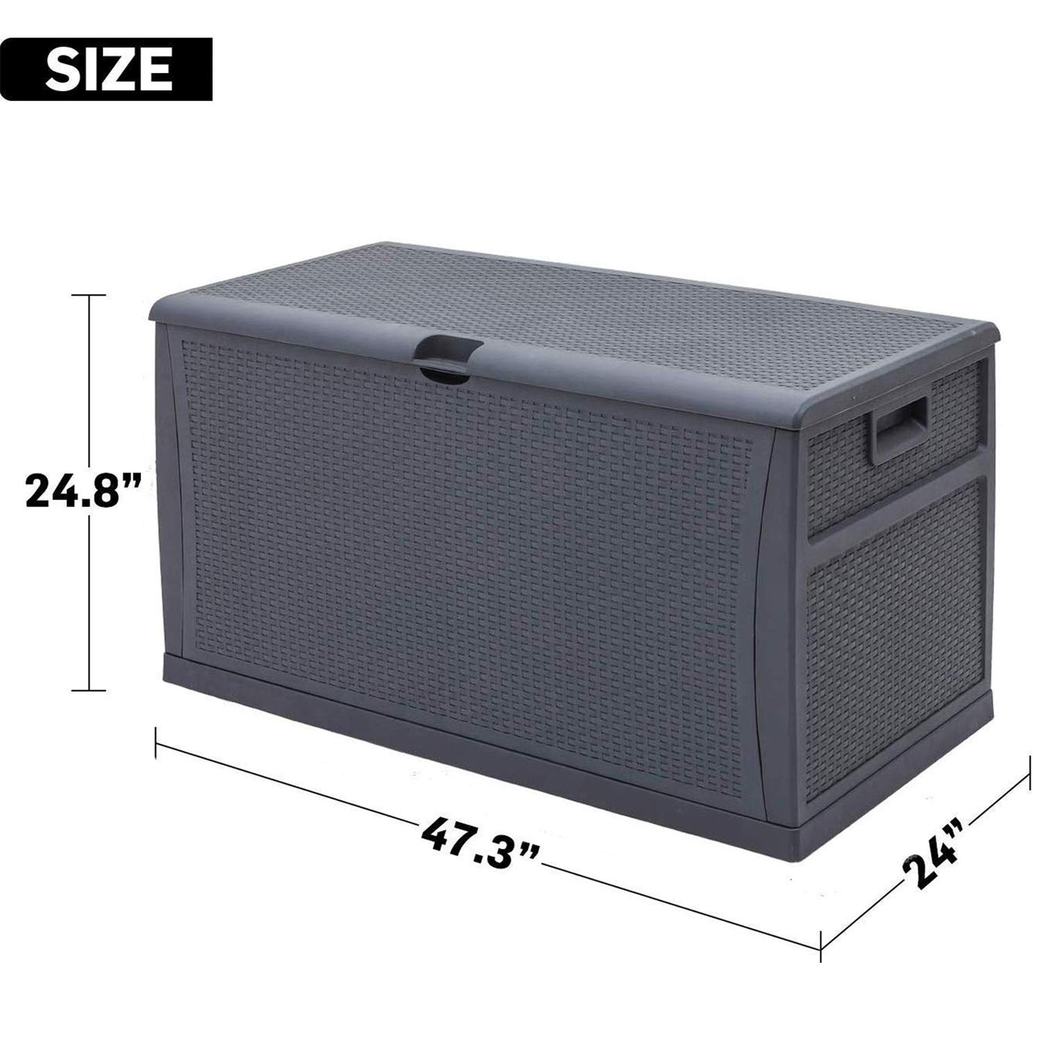 Incbruce 120 Gallon Deck Box - Wicker Storage for Patio & Garden Tools (Dark Grey) - Outdoor Organizer