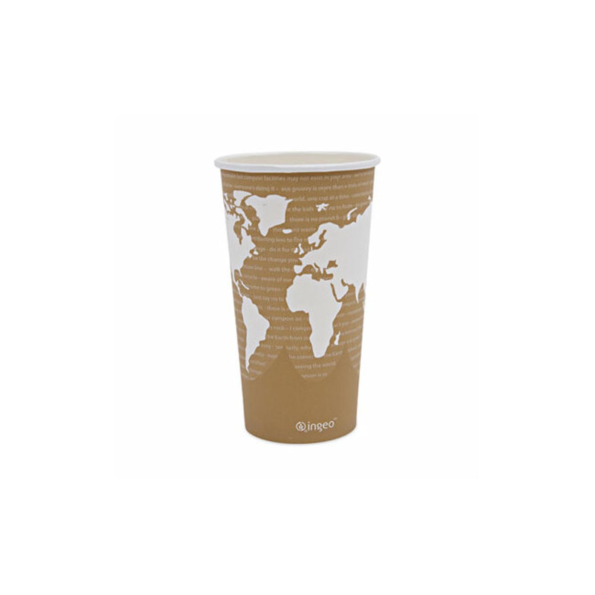 Eco-Products® World Art™ 12oz Compostable Hot Cups (Pack of 20) - Biodegradable Coffee Cups for Office, Cafes & Home Use - Perfect for Tea, Hot Chocolate & Coffee