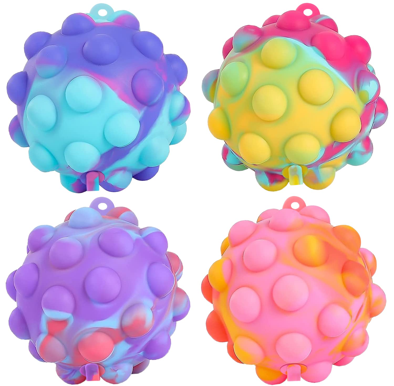 4 Pack 3D Pop Fidget Stress Balls - Sensory Toys for Kids & Adults, Autism Relief, Party Favors, Easter Basket Stuffers - Perfect for Stress Relief, Classroom Rewards and Sensory Play