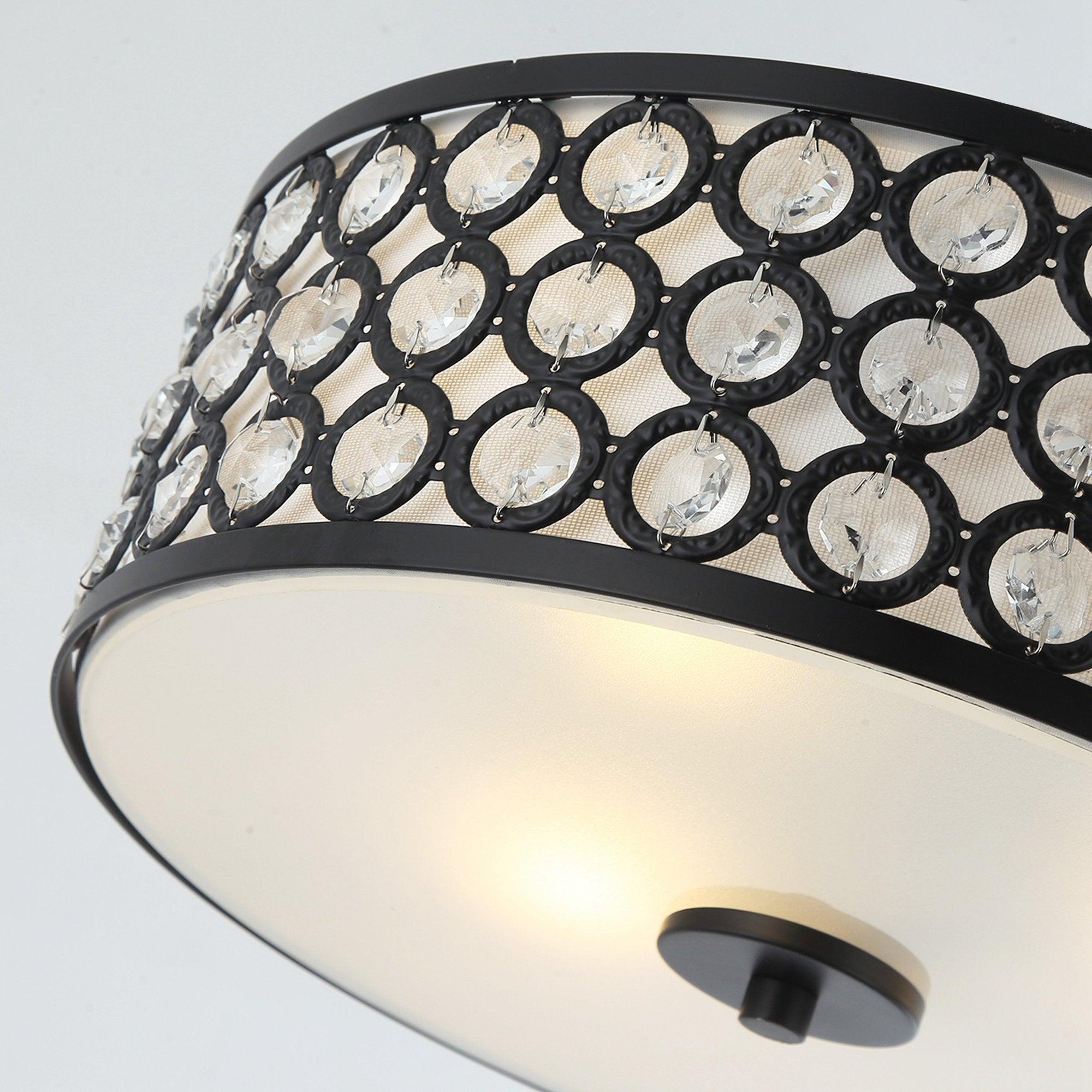 3 Light Modern LED Flush Mount Ceiling Light with Crystal Accents - Perfect for Bedroom, Living Room, Kitchen & Hallway Lighting