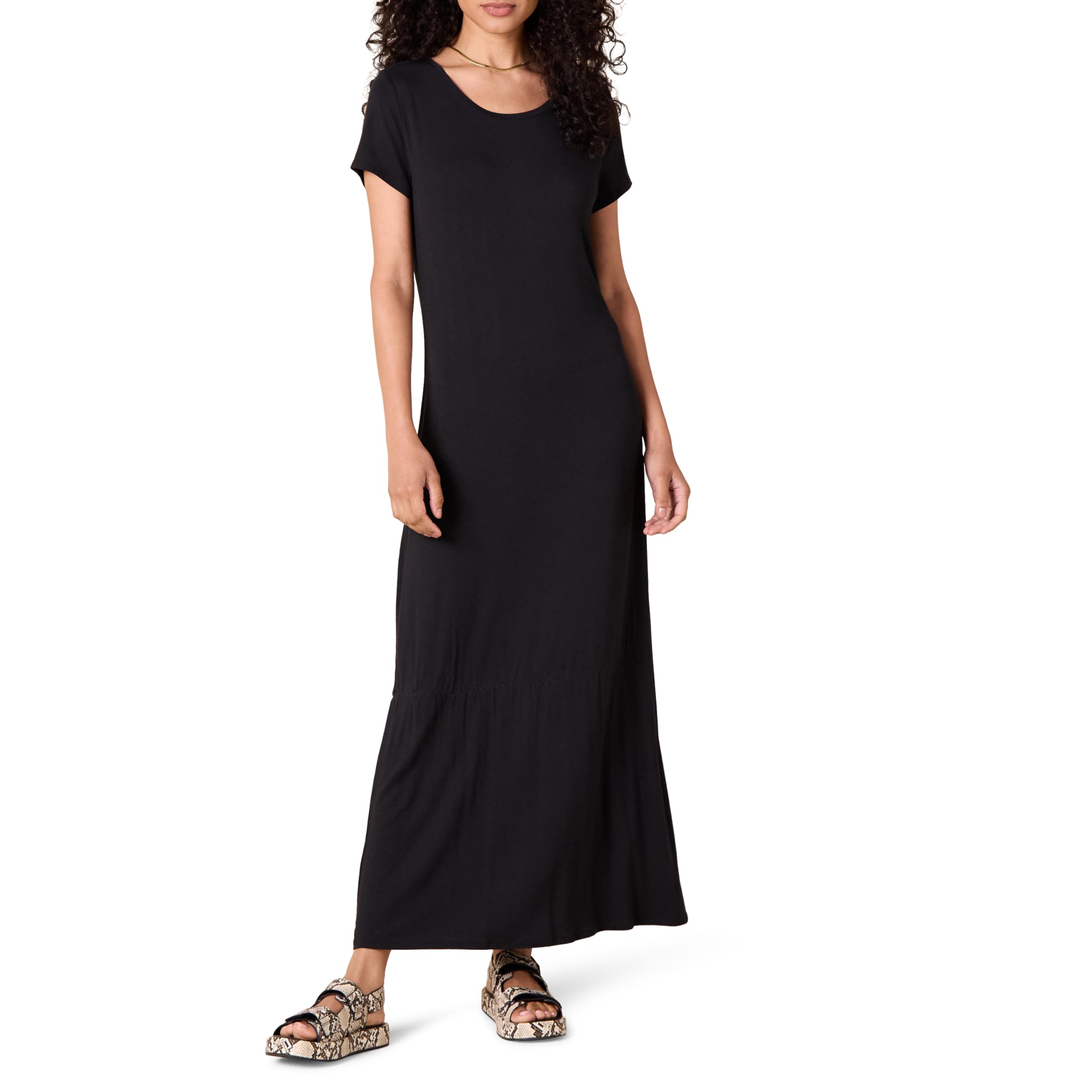 Amazon Essentials Women's Short-Sleeve Maxi Dress - Flowy Casual Summer Dress with Pockets, Plus Size Options | Perfect for Beach, Vacation & Everyday Wear