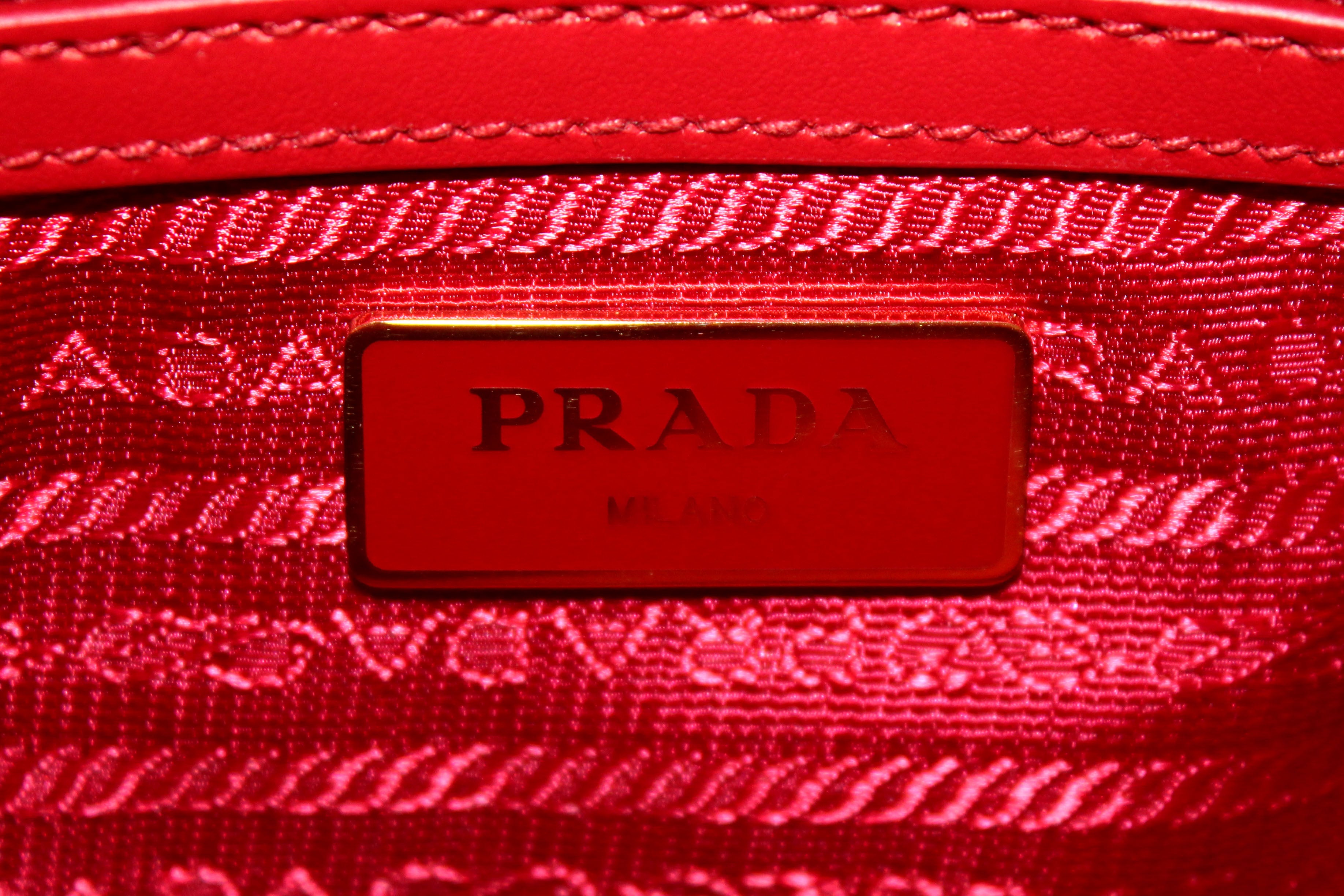 Authentic Prada Red Nylon Tessuto Tote Bag with Adjustable Shoulder Strap - Luxury Designer Handbag for Women, Perfect for Work, Travel & Everyday Use