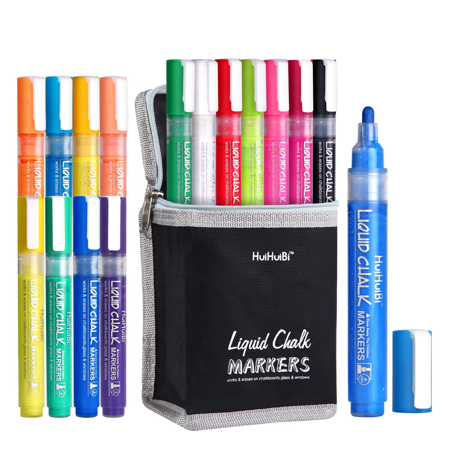 15 Colors Liquid Chalk Markers - Washable & Wet Erase Neon Chalk Pens for Blackboard, Chalkboard, Windows, Glass - Perfect for Bistro Signs, Menu Boards, Classroom Teaching & DIY Crafts
