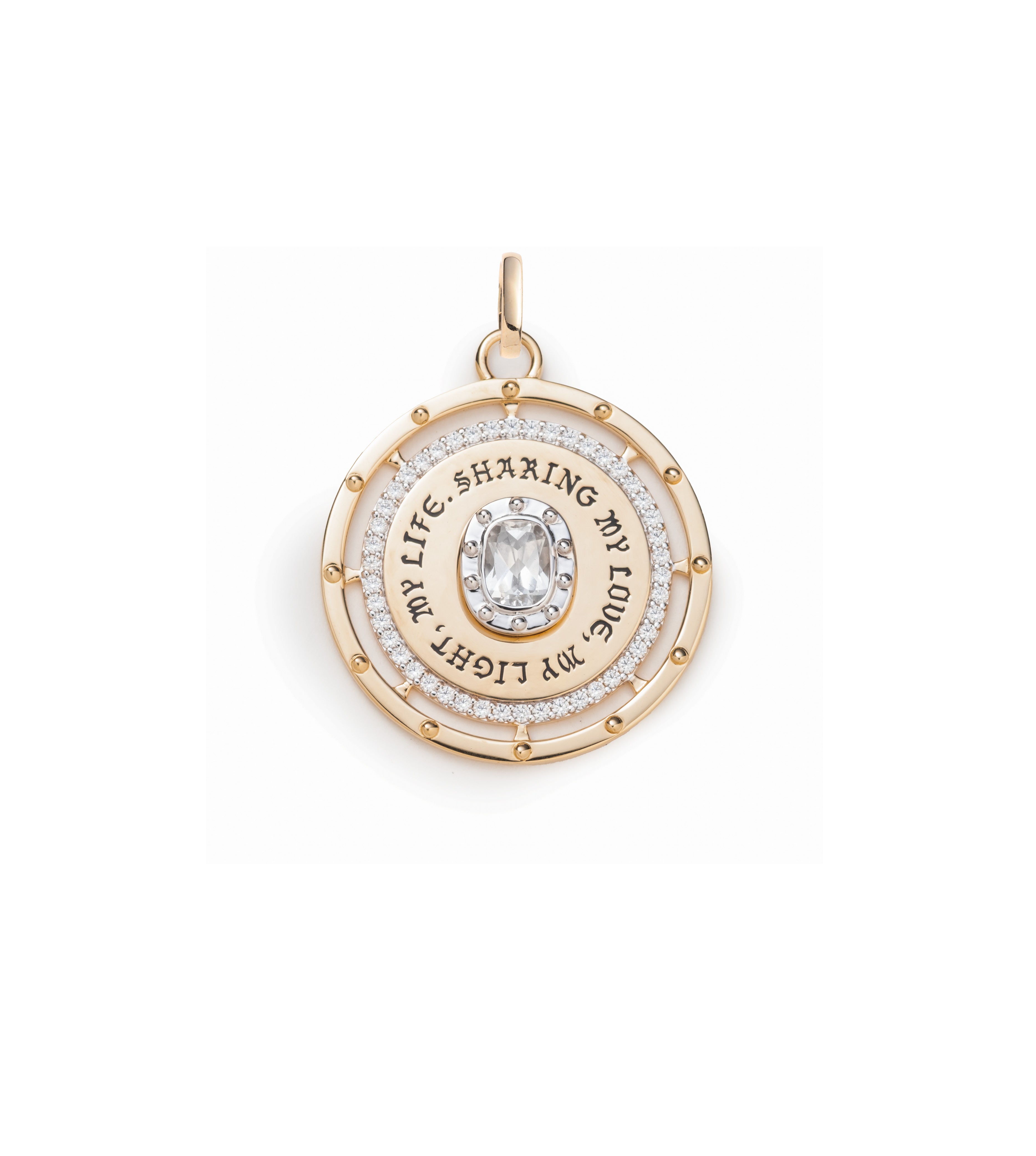 Lovestruck Commitment Large Medallion Necklace - 14K Yellow Gold with Cushion-Cut Diamond & Annex Link Chain | Elegant Jewelry Gift for Anniversary, Valentine's Day & Special Occasions