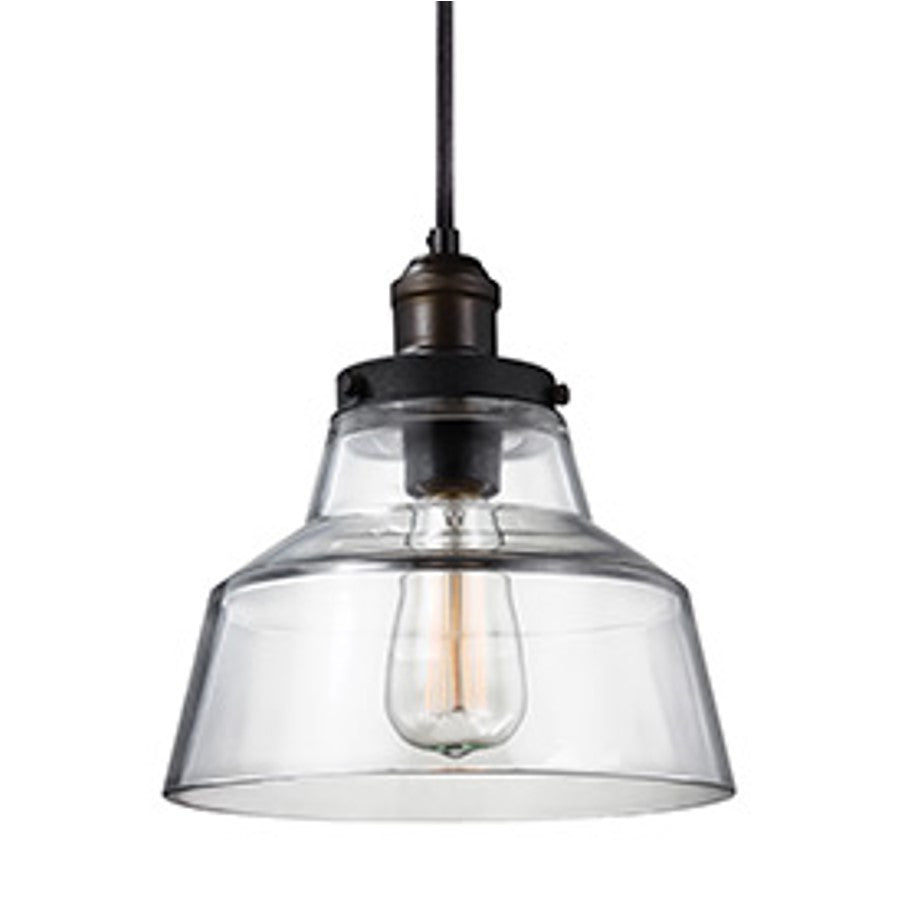 Willis Mini Pendant Light Fixture - Vintage Industrial Style Ceiling Light for Kitchen Island, Dining Room & Bedroom - Matte Black Finish with Clear Glass Shade