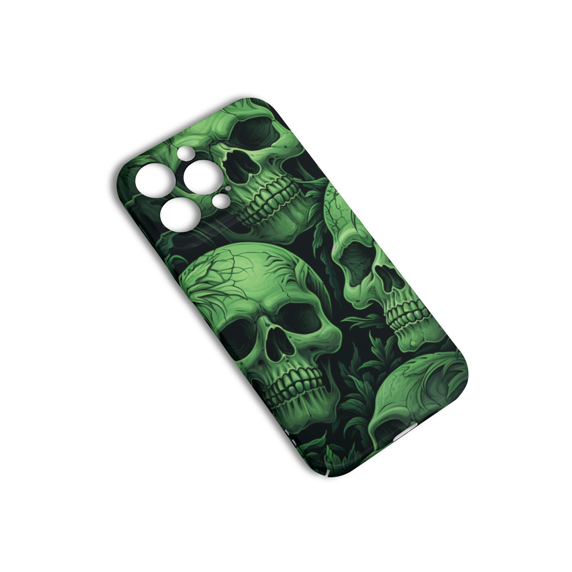 Green Skulls iPhone 15 Pro Case - Shockproof Protective Cover with Slim Fit Design - Perfect for Daily Use, Travel & Outdoor Activities