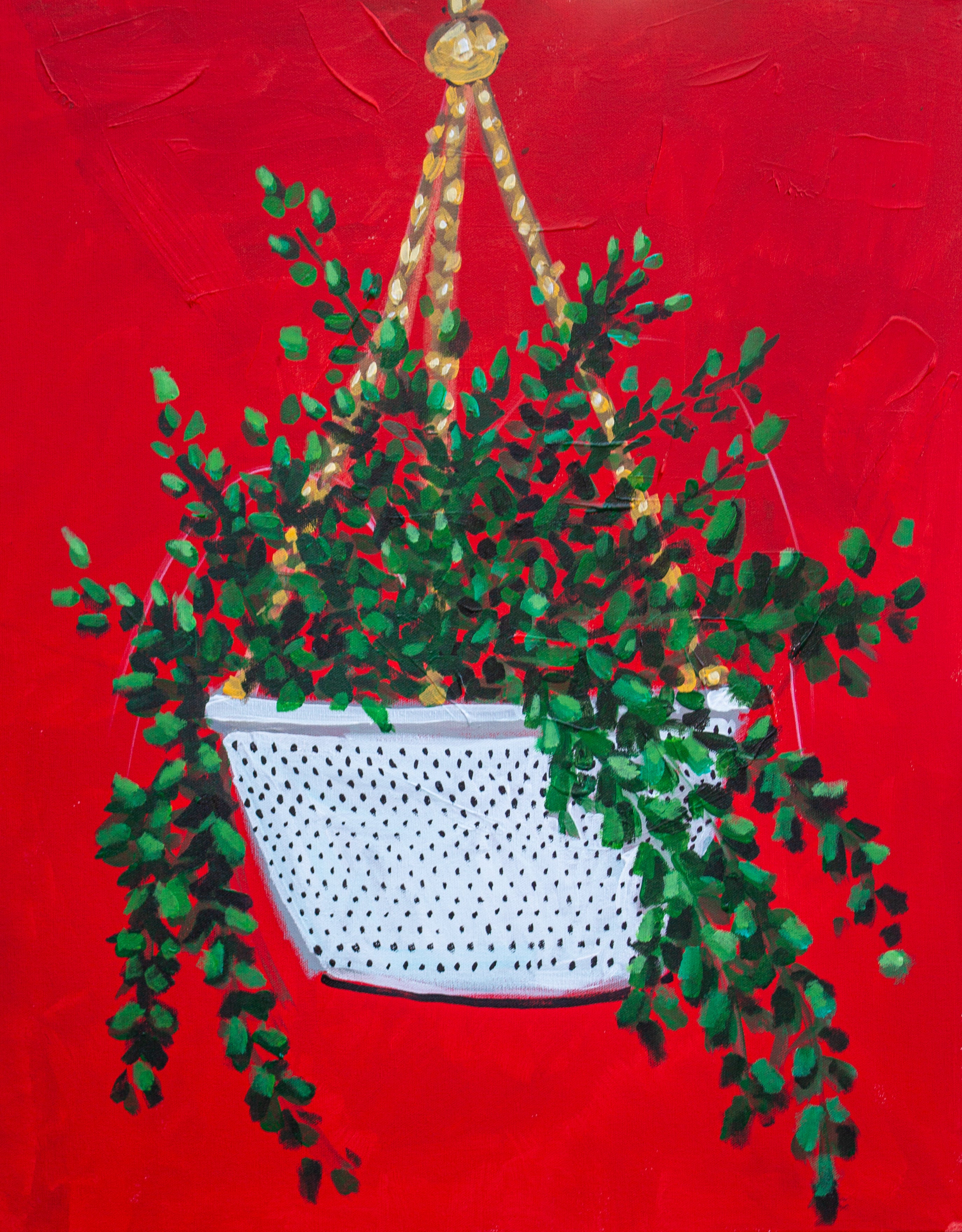 Elaina Posey Hanging Planter - Red Ceramic Flower Pot for Indoor Plants, Home Decor & Garden - Perfect for Living Room, Balcony, or Office Decor