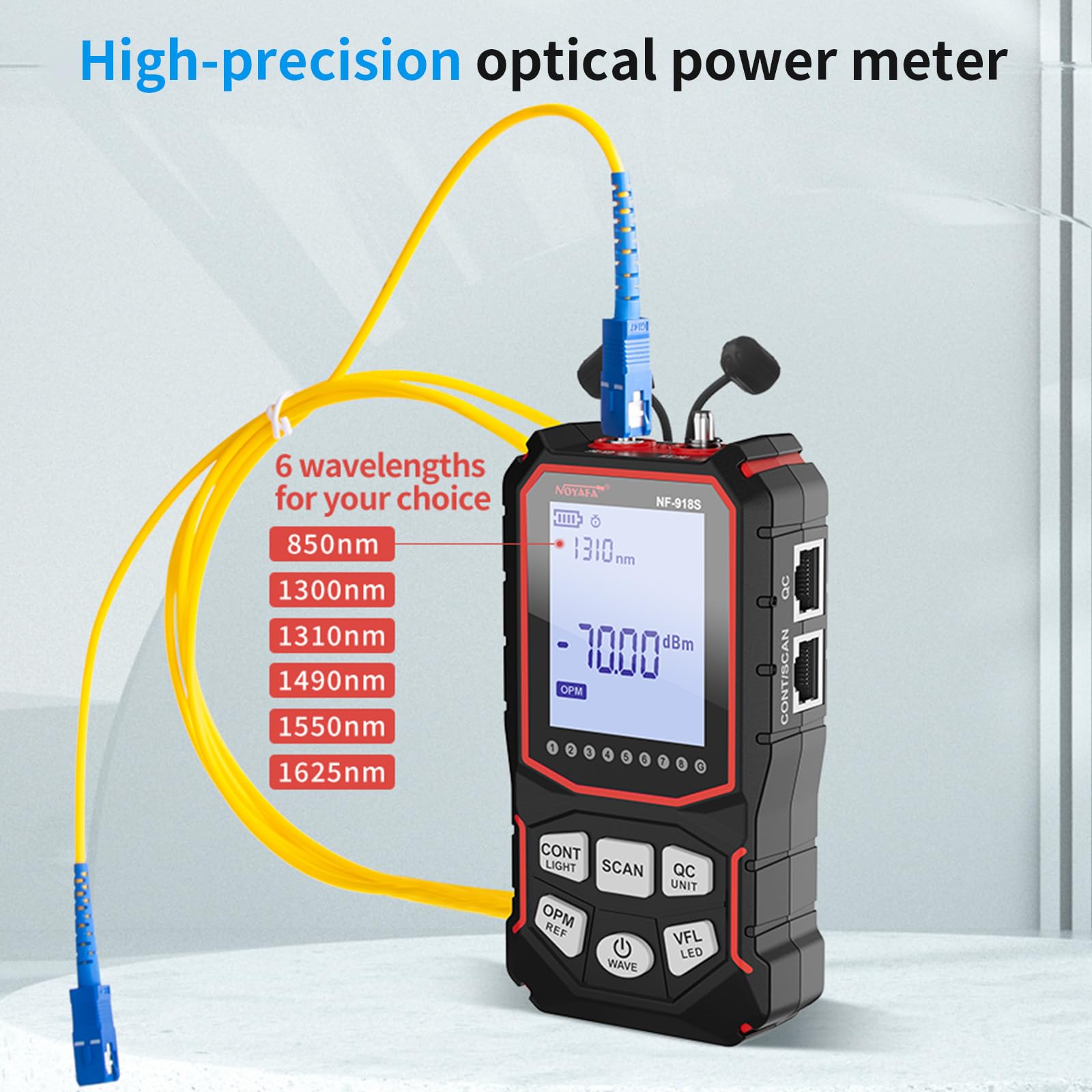 NOYAFA NF-918S Professional Network Cable Tester with 6-Wavelength Optical Power Meter | Ethernet RJ45 Cable Toner | 10mW Visual Fault Locator & PoE Tester | Ideal for Network Installation, Maintenance & Troubleshooting