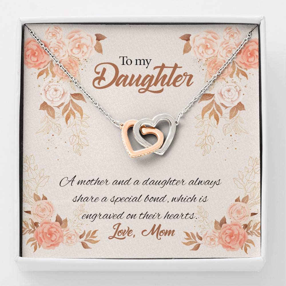 Interlocking Hearts Pendant Necklace - Mother Daughter Jewelry Gift with Message Card & Luxury Gift Box | Perfect for Birthdays, Anniversaries & Special Moments