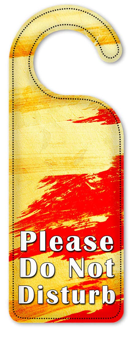 Do Not Disturb Door Hanger Sign - Yellow & Red Brush Stroke Art Plates for Hotels, Offices & Home Privacy - Perfect for Quiet Time & Privacy Needs