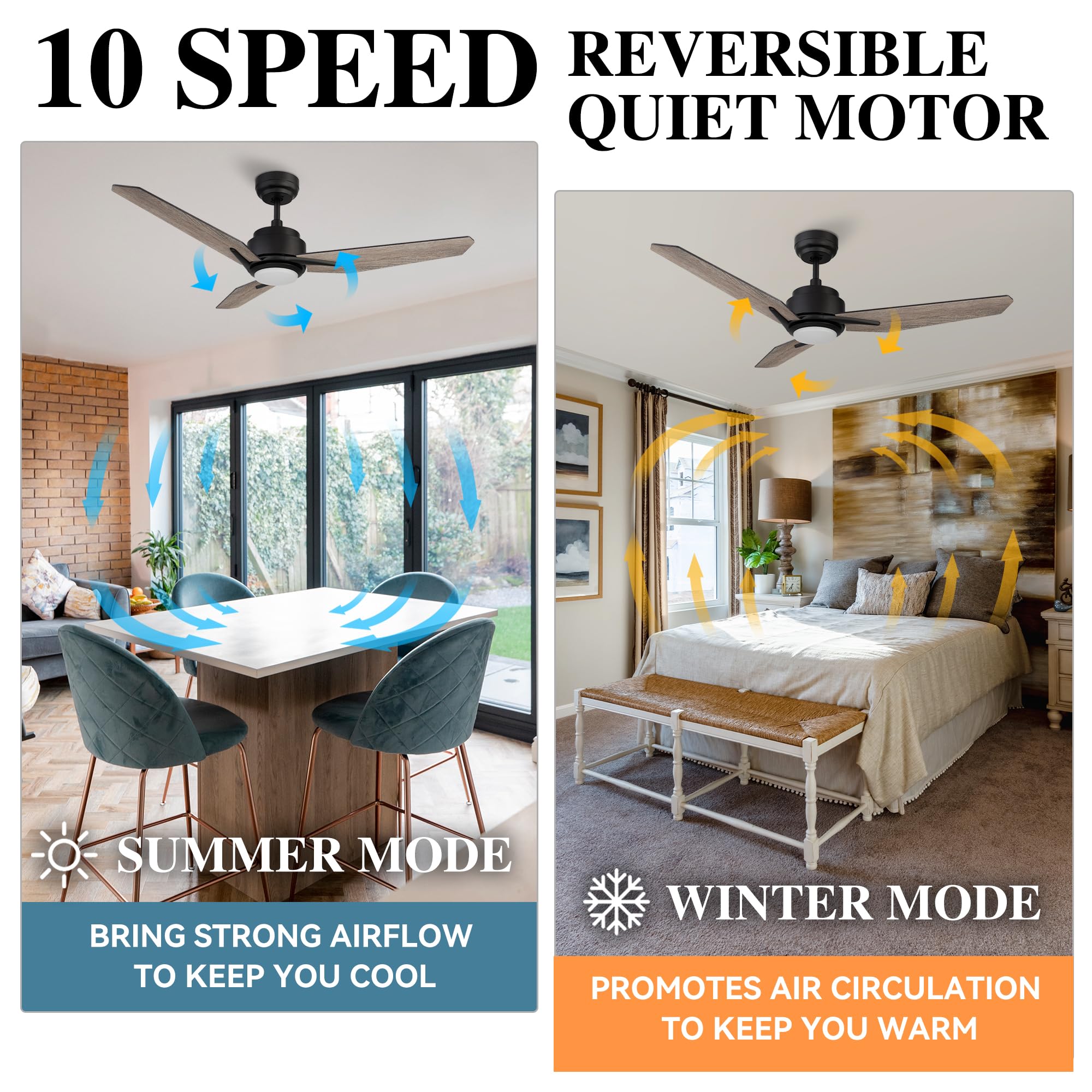 SMAAIR Smart Ceiling Fan with Light - 52
