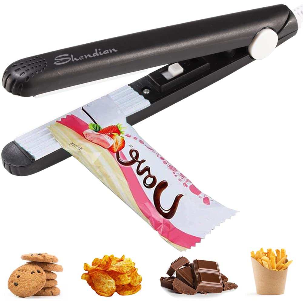 Portable Handheld Heat Bag Sealer - Mini Vacuum Sealing Machine for Food Storage, Plastic Bags, Snack Bags & Chip Bags (Black) | Ideal for Kitchen, Travel & Meal Prep