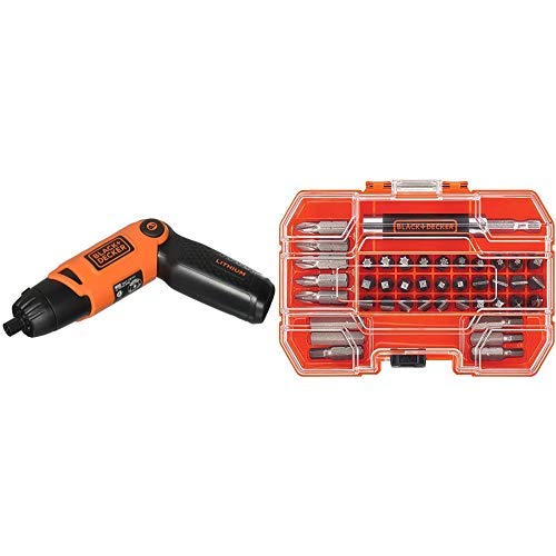 BLACK+DECKER Li2000 3.6V 3-Position Rechargeable Cordless Screwdriver with 42-Piece Bit Set - Orange/Black - Perfect for Home DIY, Furniture Assembly & Electronics Repair