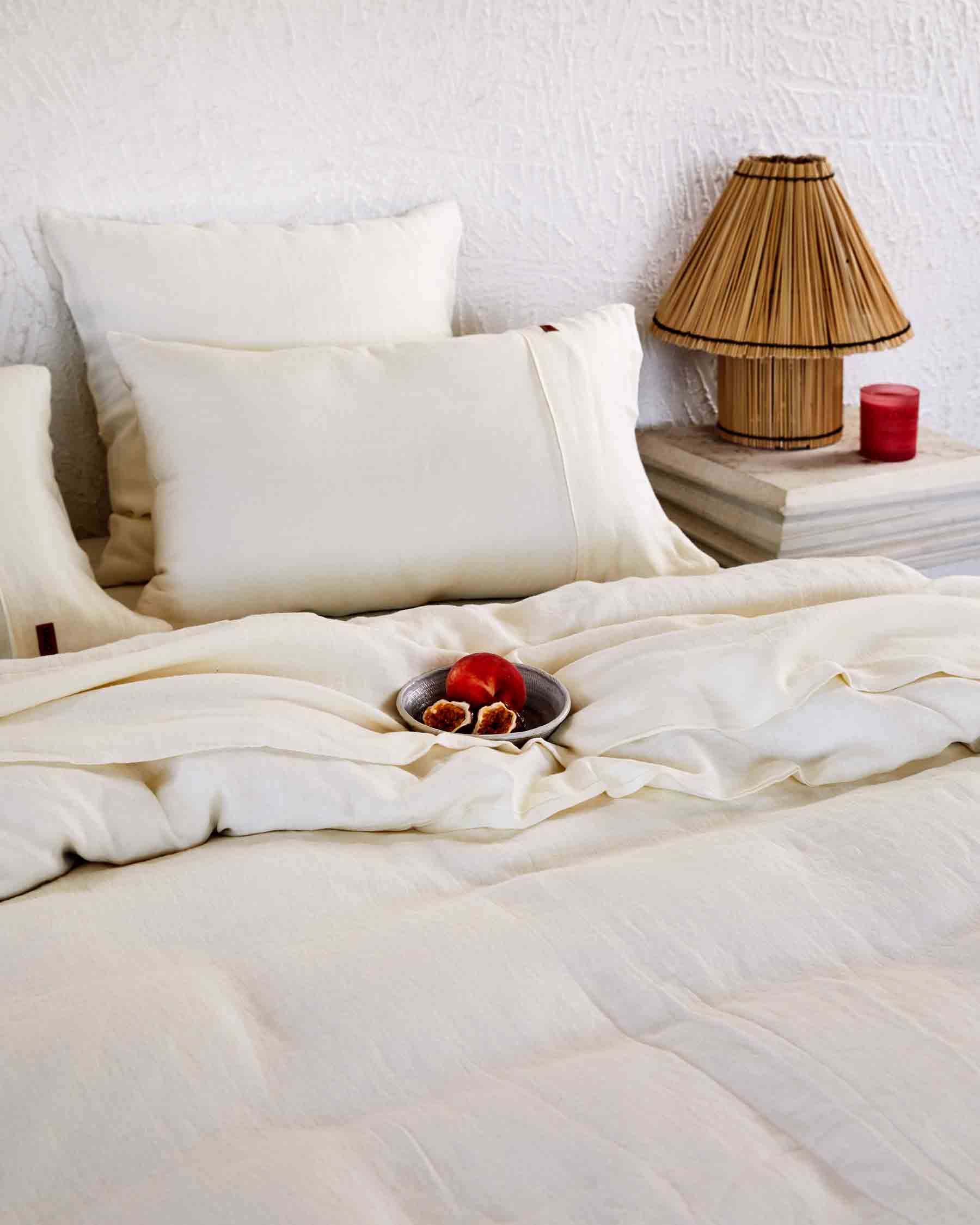 Cloud Dancer Linen Quilt Cover Set - Breathable & Soft Bedding for All Seasons - Perfect for Master Bedroom, Guest Room & Vacation Homes (Queen/King Size, USA Shipping)