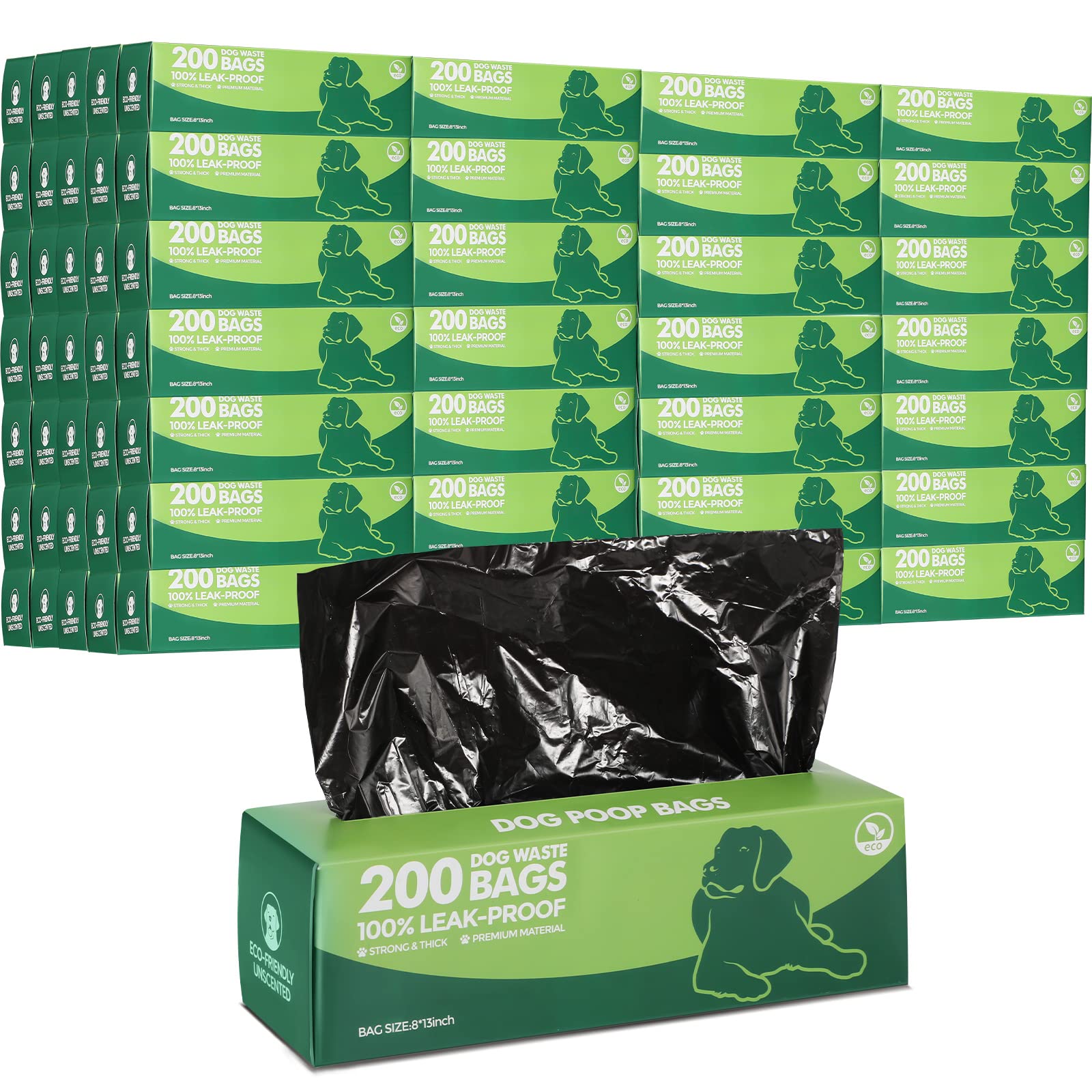 Sherr 20 Rolls (4000 Counts) Extra Thick Leak-Proof Dog Poop Bags - Heavy Duty Pet Waste Bags for Dogs, Puppies & Pets - Convenient for Outdoor Walking, Travel & Park Cleanup (Black, 20 Rolls of 200 Bags)