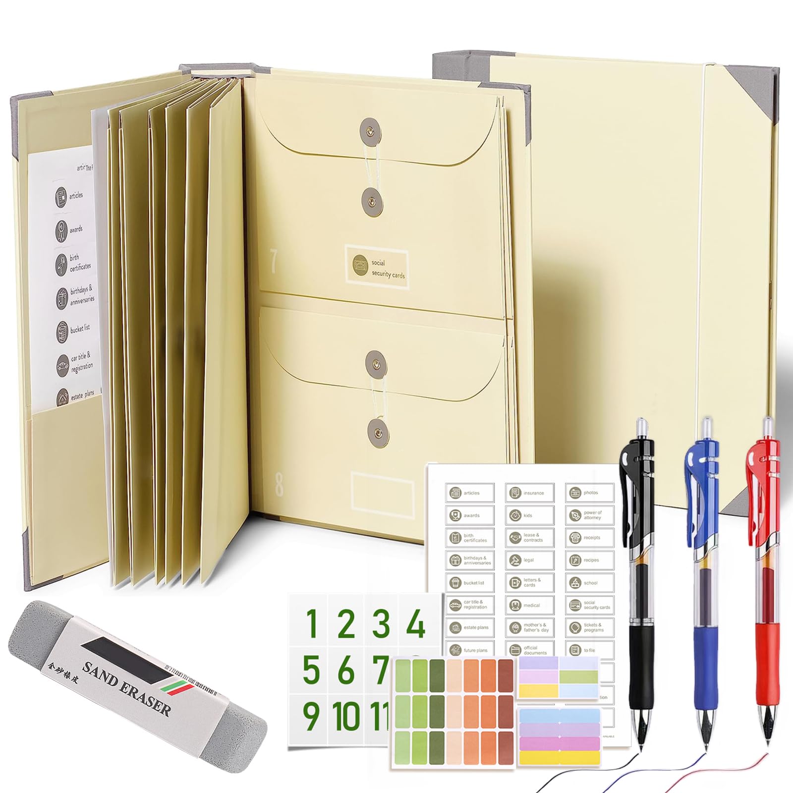 Veloron Folio Life Organizer - Premium Document Holder with Multiple Pockets for Home, Office & School - Beige File Organizer for Important Papers, Passports, Receipts & Stationery