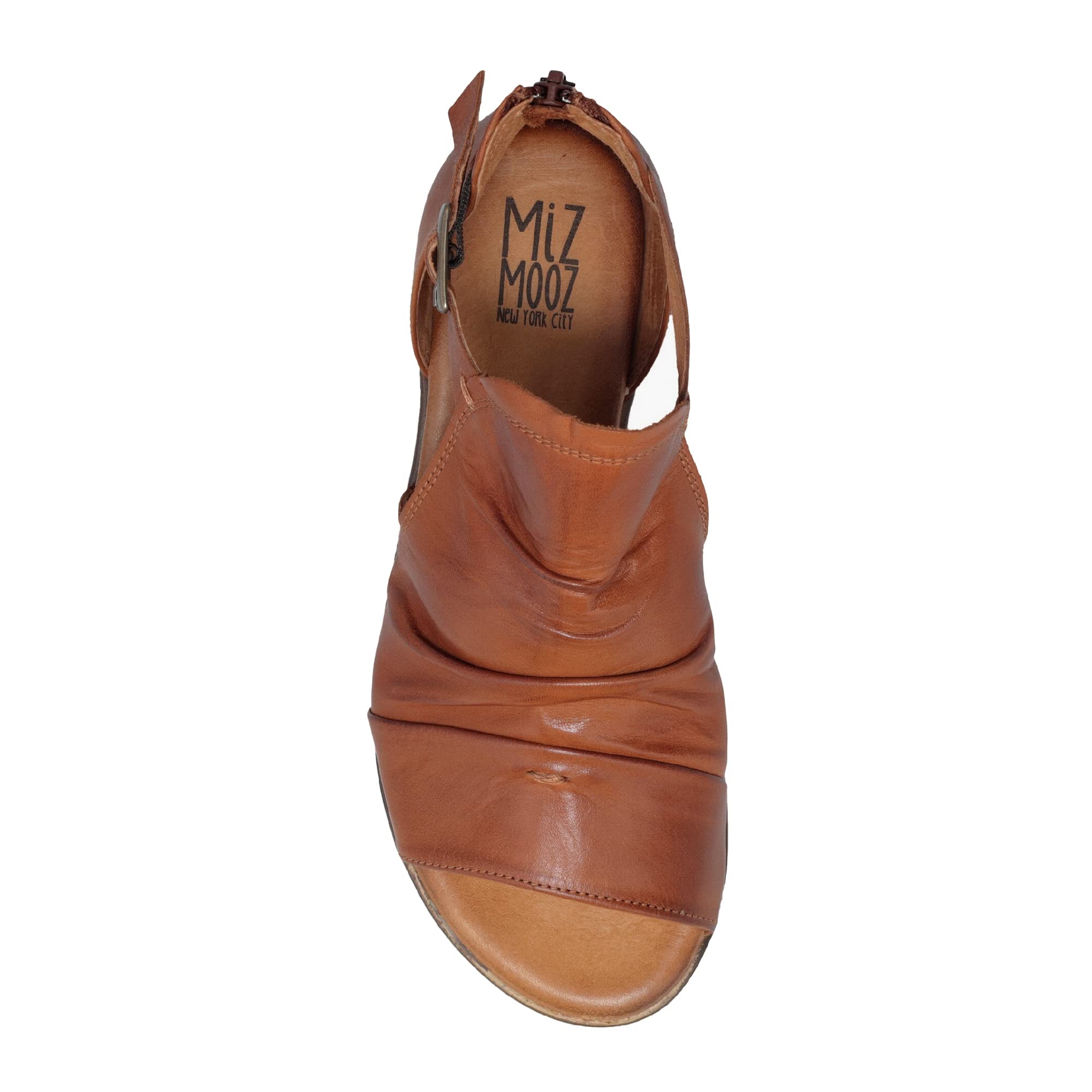 Miz Mooz Dipper Women's Leather Sandals - Peep Toe Buckle Strap Open Side Sandals for Summer Outfits & Beach Vacations