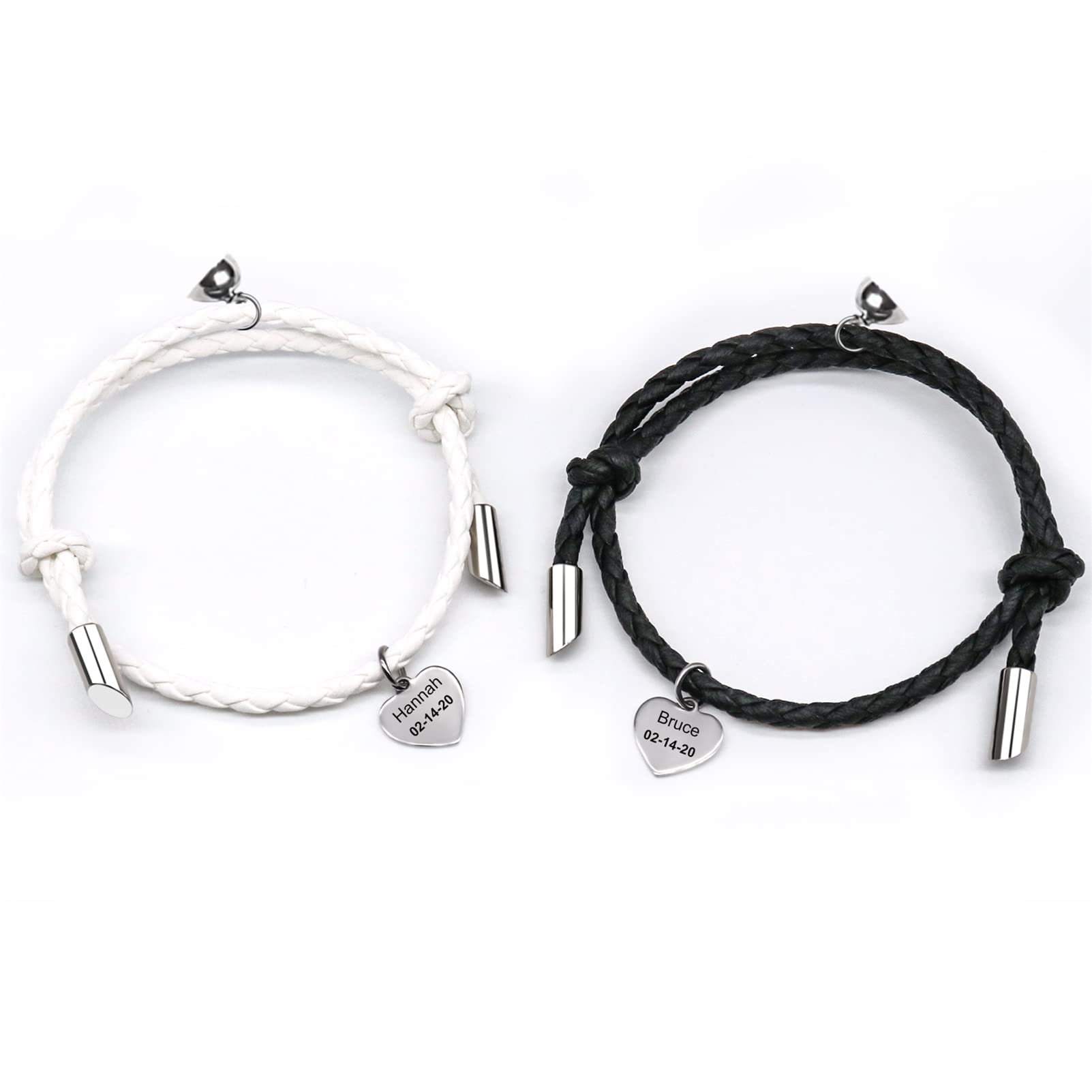 BAUMA Mutual Attraction Rope Braided Couple Bracelets - Matching Charm Pendants Jewelry Set (2PCS) for Women & Men - Perfect for Anniversaries, Valentine's Day & Romantic Gifts