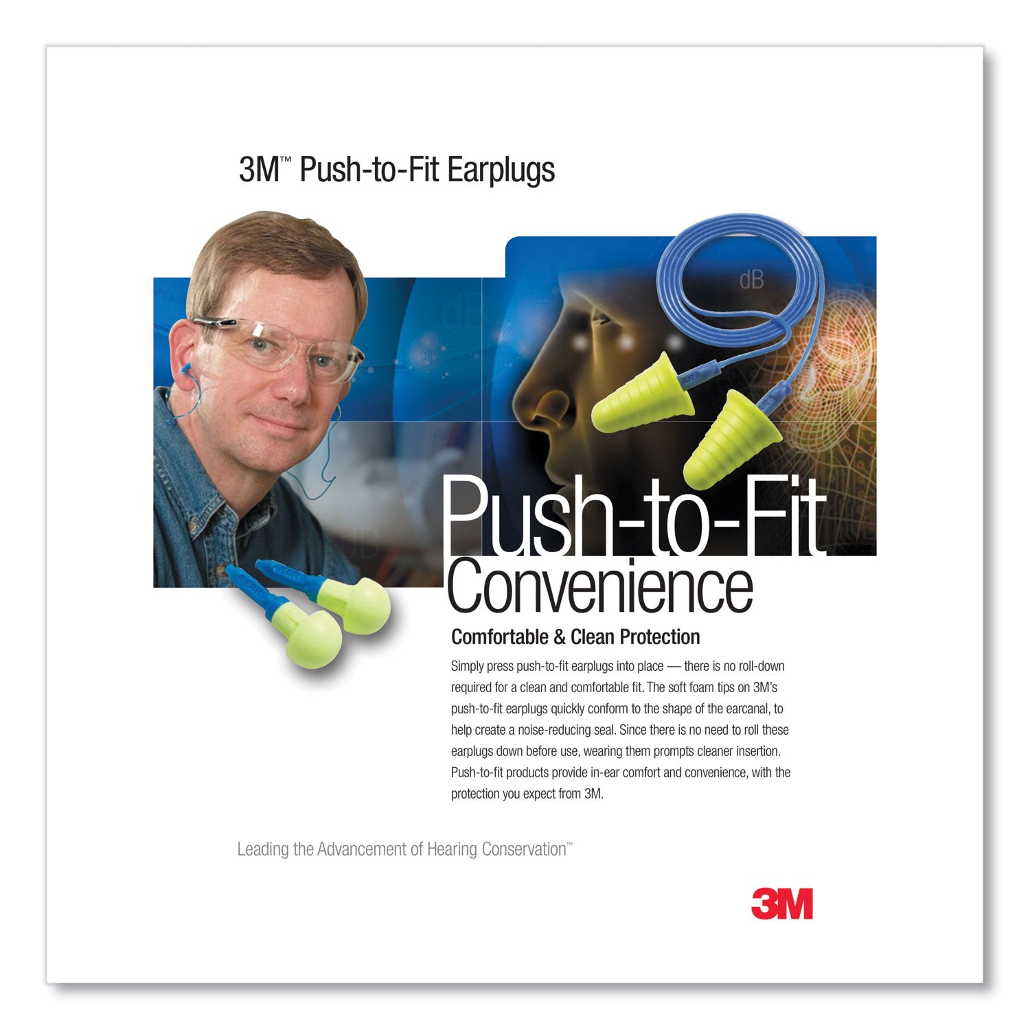 3M™ E A R Push-In Single-Use Metal Detectable Corded Earplugs - 28 dB NRR, Blue/Yellow (200 Pairs) - Ideal for Construction, Manufacturing & Loud Work Environments