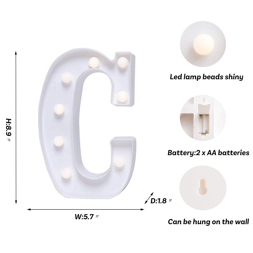 LED Light Up Letter Sign - Battery Powered Decorative Alphabet Lights for Wedding, Birthday, Party & Christmas Decor - Perfect for Home, Bar, Nursery & Night Light Use