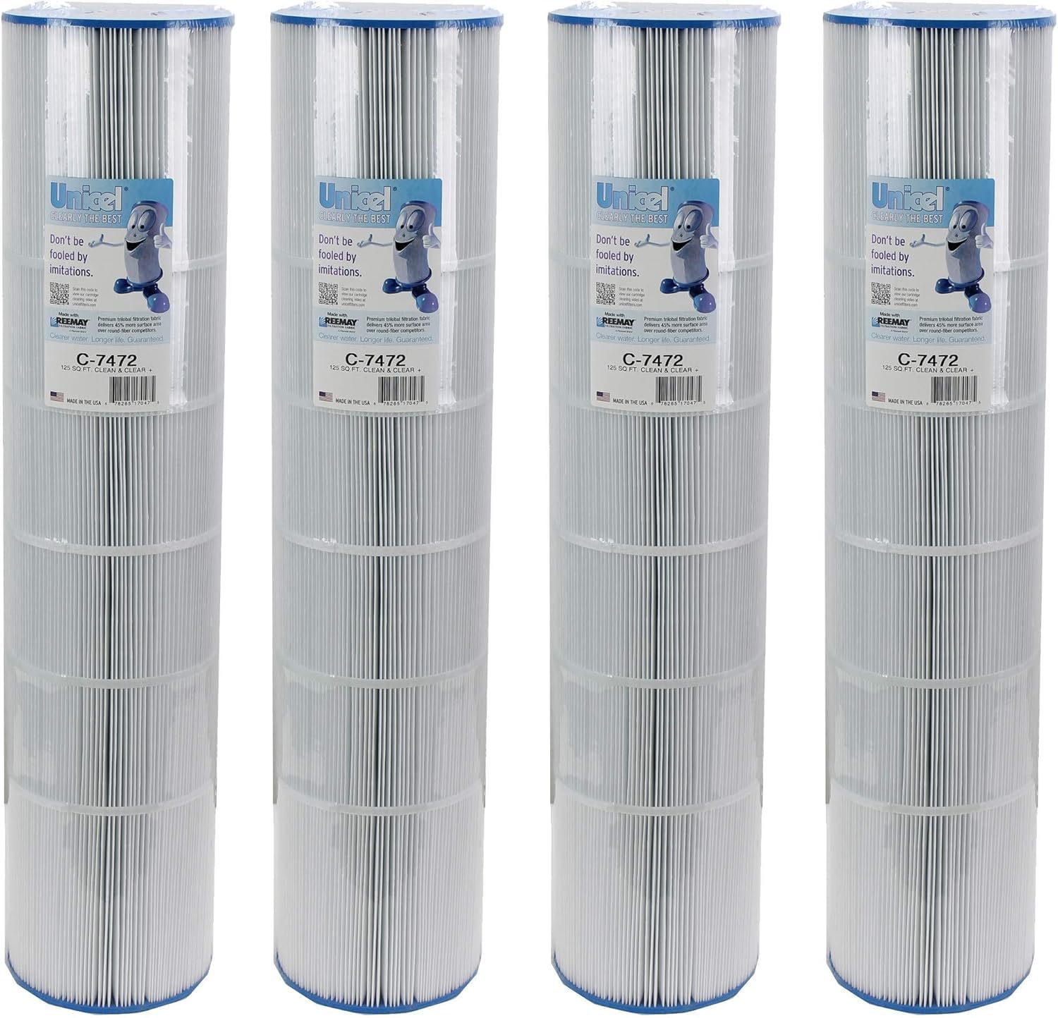 Unicel C-7472-4 125 Sq Ft Pool Filter Cartridge Replacement - 163 Pleats, Compatible with Pentair, Pac Fab & Waterway Pools - 4 Pack for Inground & Above Ground Swimming Pools