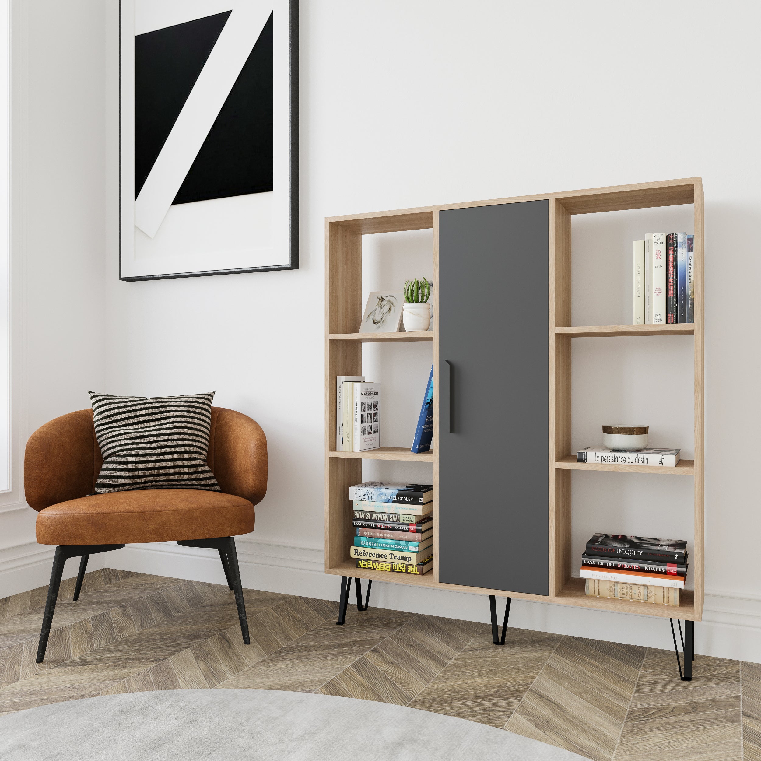 Peoria Bookcase - Modern Wooden Bookshelf for Home & Office Storage - Perfect for Living Room, Bedroom, or Study Organization