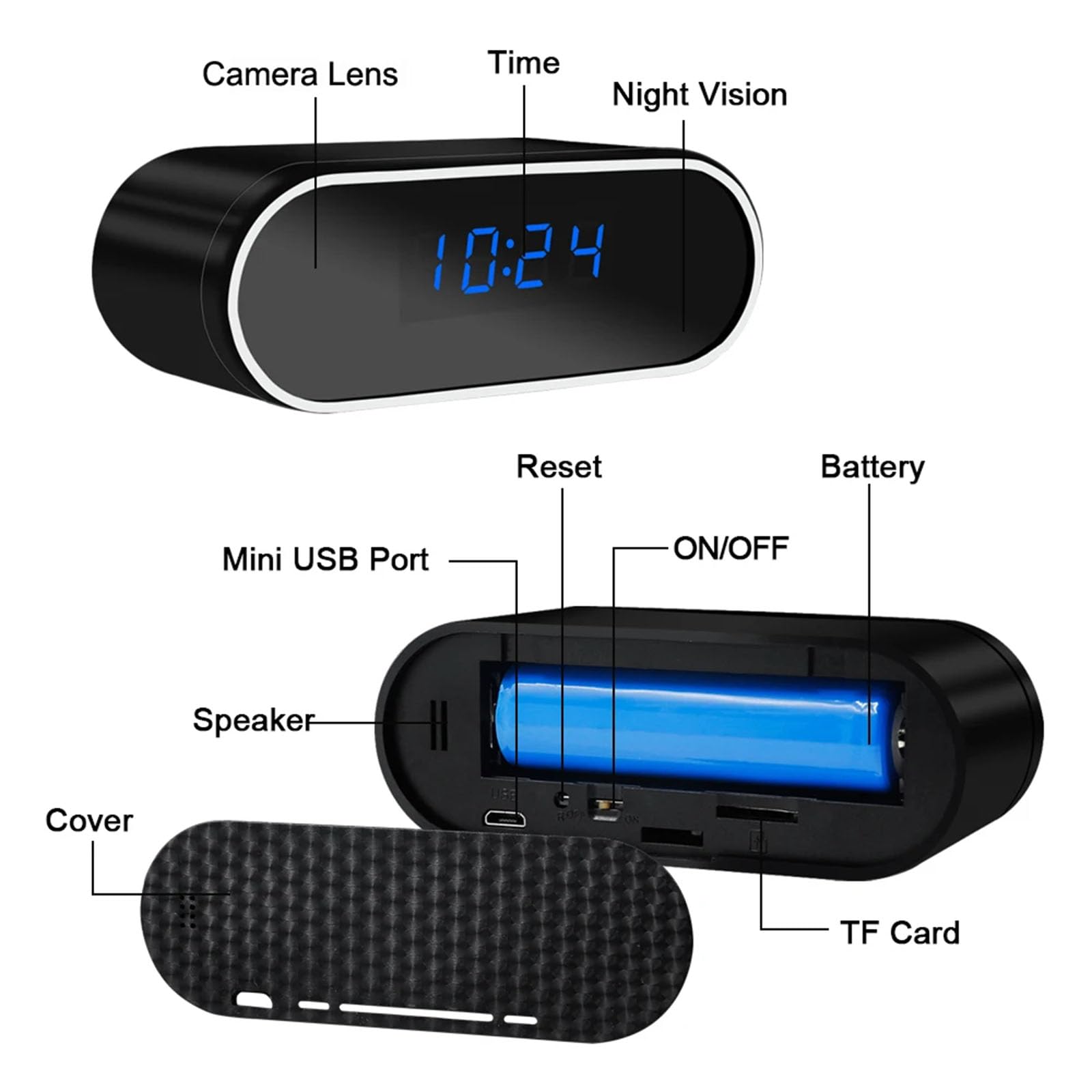 FKINGLRK WiFi Mini Spy Hidden Alarm Clock Camera - Full HD 1080P Wireless Security Camera with Motion Detection & Night Vision for Home, Office, Baby Monitor, Nanny Cam, and Secret Surveillance