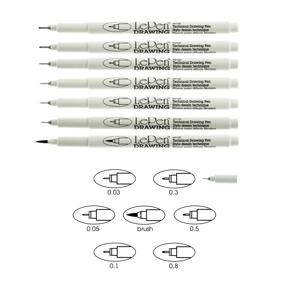 Marvy Uchida 0.3mm Black Technical Drawing Pen Set - 6-Pack Fine Tip Precision Pens for Artists, Architects & Drafting - Ideal for Sketching, Illustration & Technical Drawings