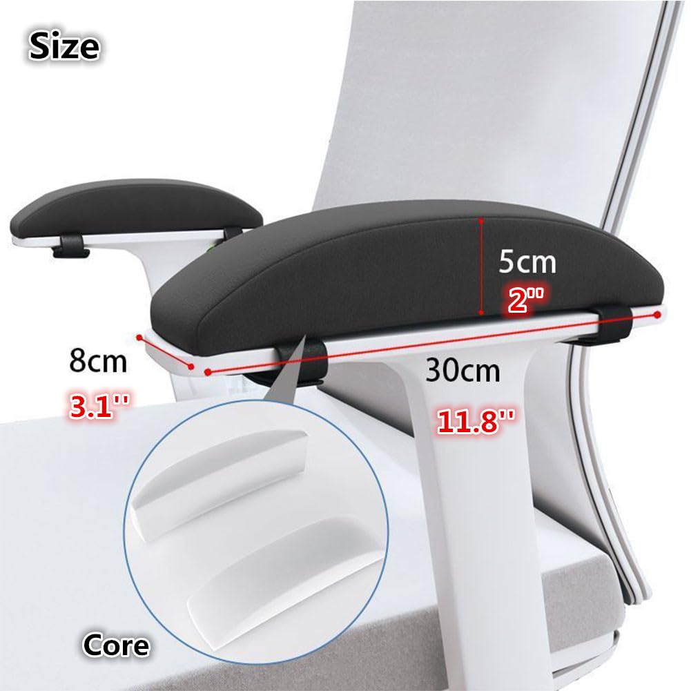MINDRA 2 Pack Memory Foam Armrest Pads for Office & Gaming Chairs - Black | Pressure Relief Cushion for Elbows & Forearms | Perfect for Work, Gaming & Long Sitting Sessions
