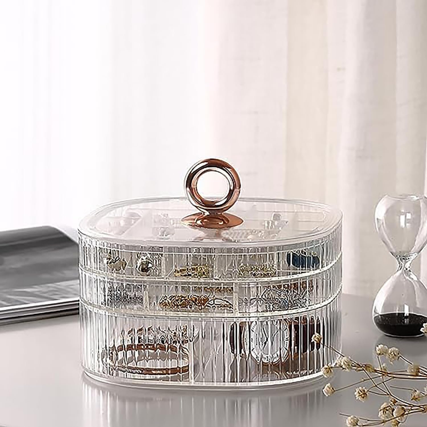 3-Layer Clear Acrylic Jewelry Organizer Box with Handle - Jewelry Storage & Makeup Organizer for Women & Girls - Perfect for Travel, Home Vanity & Gift Giving