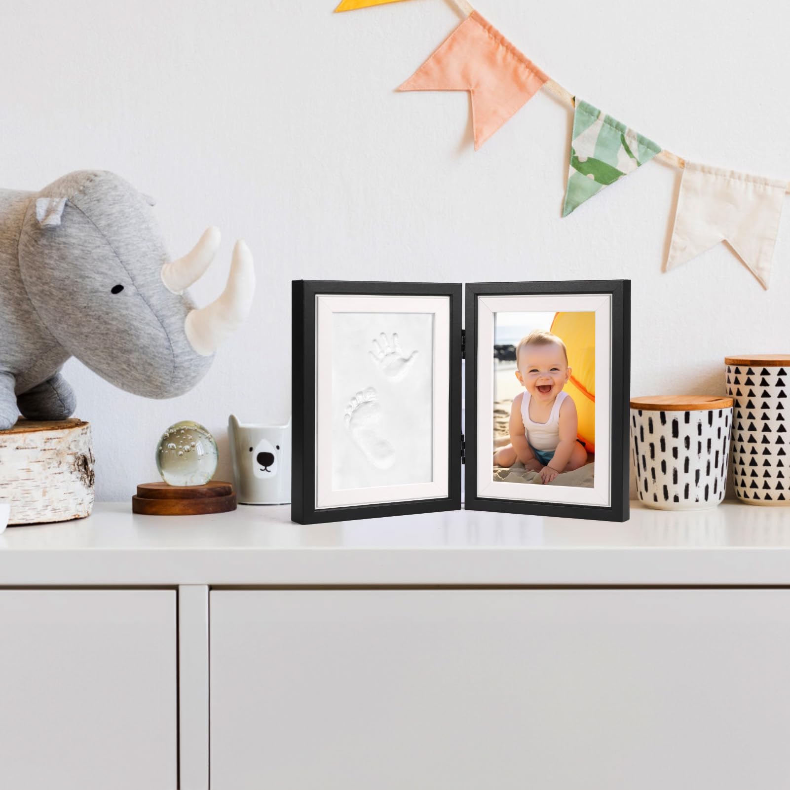 Baby Hand and Footprint Kit - 4x6 Clay Picture Frame for Newborn Boys & Girls | Perfect New Mom Gift | Capture Precious Memories | Great for Baby Showers, Christenings & First Birthday Presents