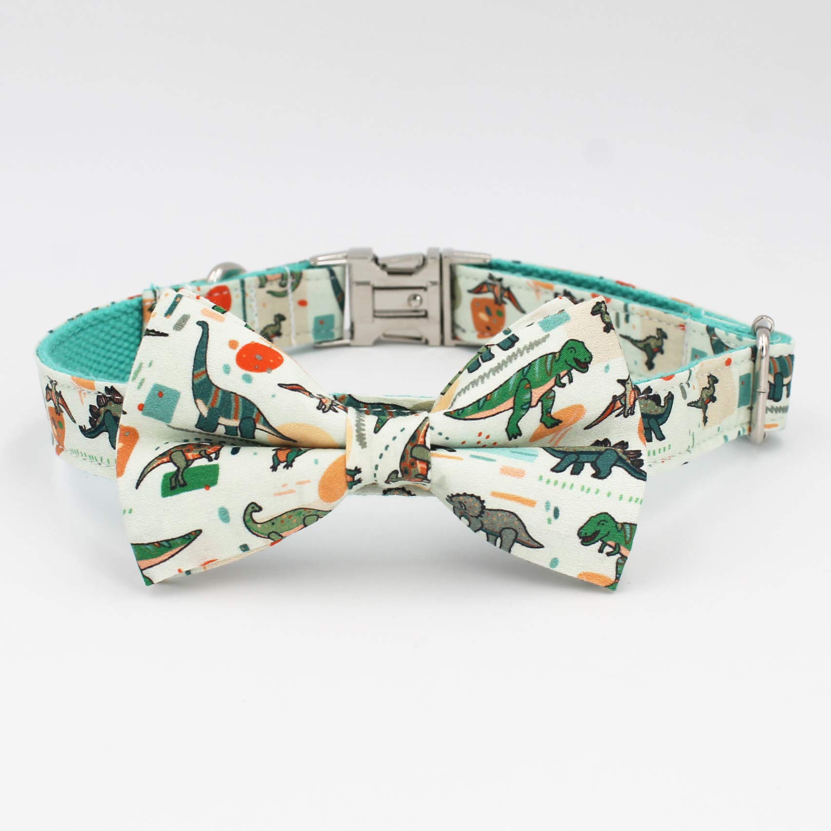 Dinosaur Dog Collar with Bow Tie - Adjustable Pet Collar for Small to Medium Dogs | Perfect Gift for Boy Puppies | Great for Birthday, Halloween Costumes & Daily Walks