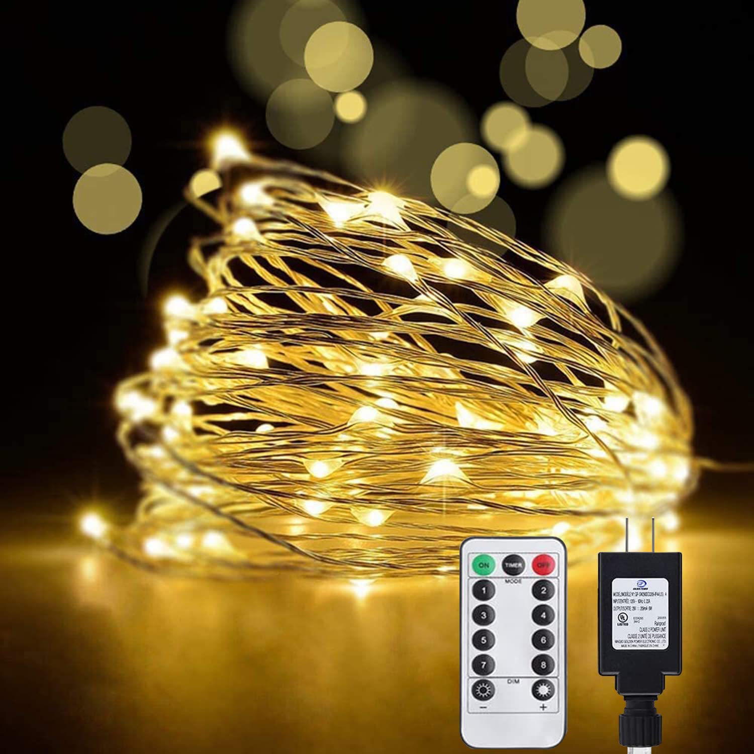 66FT 200 LED Plug-in Fairy Lights with Remote Control - Warm White String Lights for Bedroom Decor, Christmas Tree, Wedding & Party Lighting | Indoor/Outdoor Decorative Lights for Home, Garden and Special Events