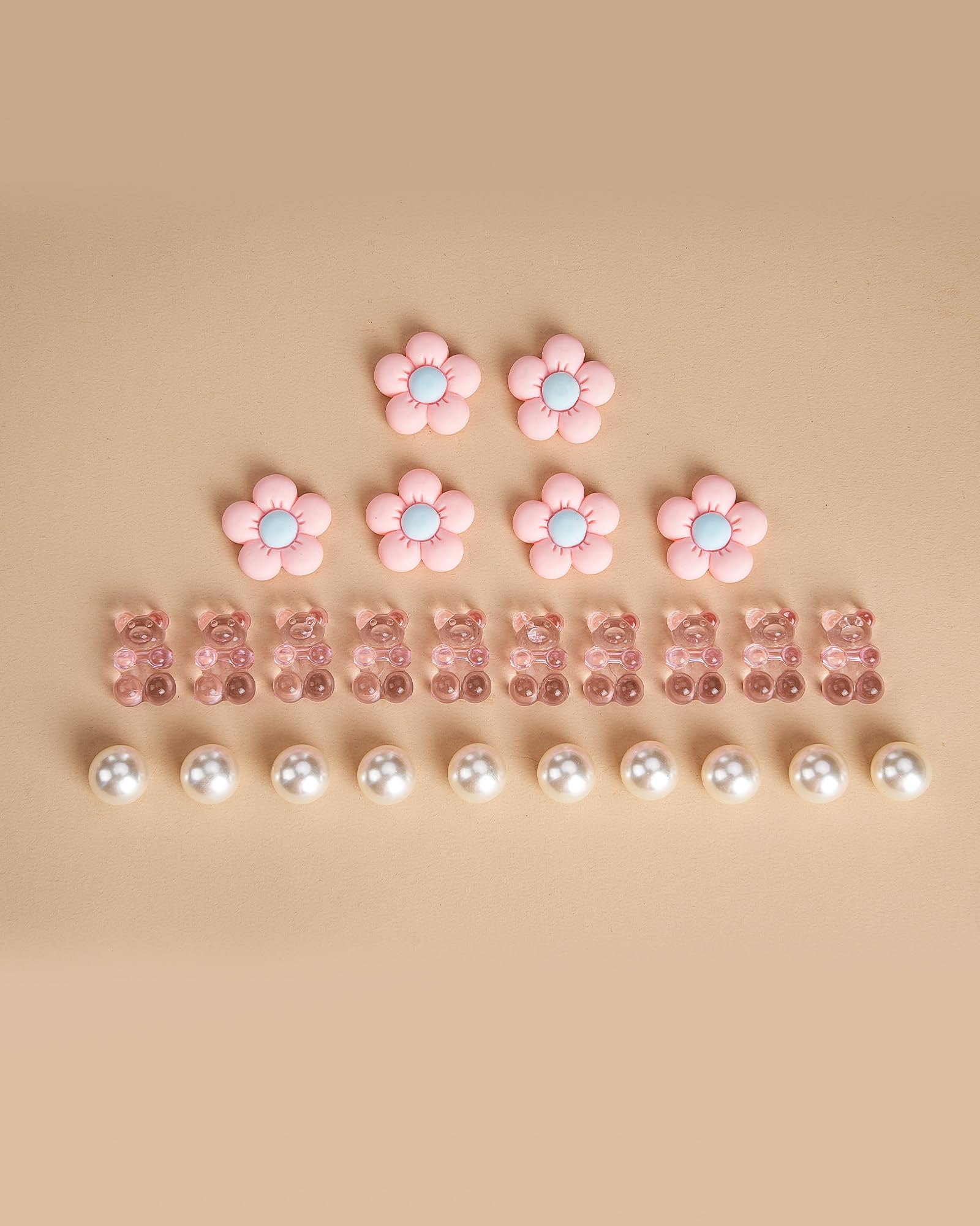 GIDDITZ Gummy Bear Shoe Charms - Cute Daisy Flower Decorations for Women, Girls & Kids - Perfect for Party Favors, Gifts & Sneaker Accessories - Great for Birthday Parties, School Events & Fashion Outfits
