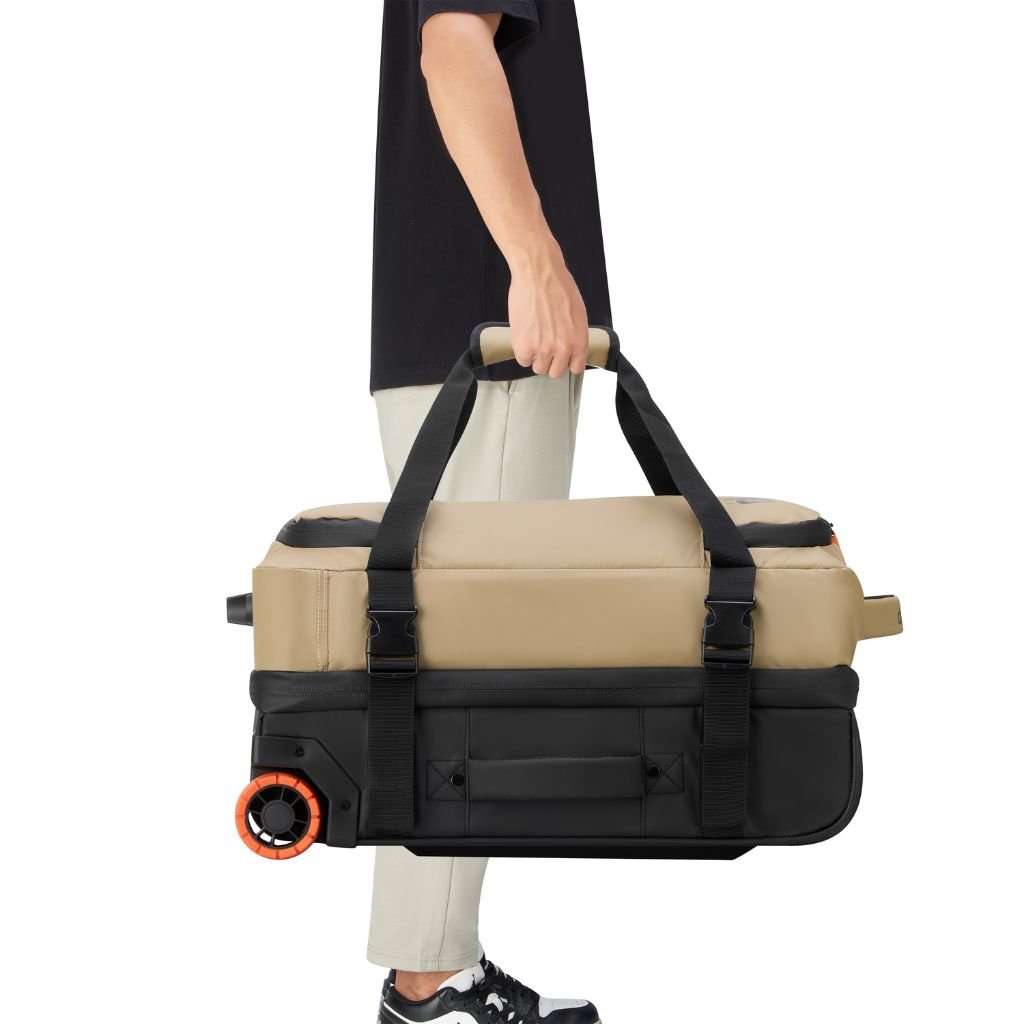 Jeep 55cm 2-Wheel All-Terrain Rolling Duffle Bag for Travel & Outdoor Adventures - Warm Sand Color | Perfect for Camping, Road Trips & Airplane Carry-On