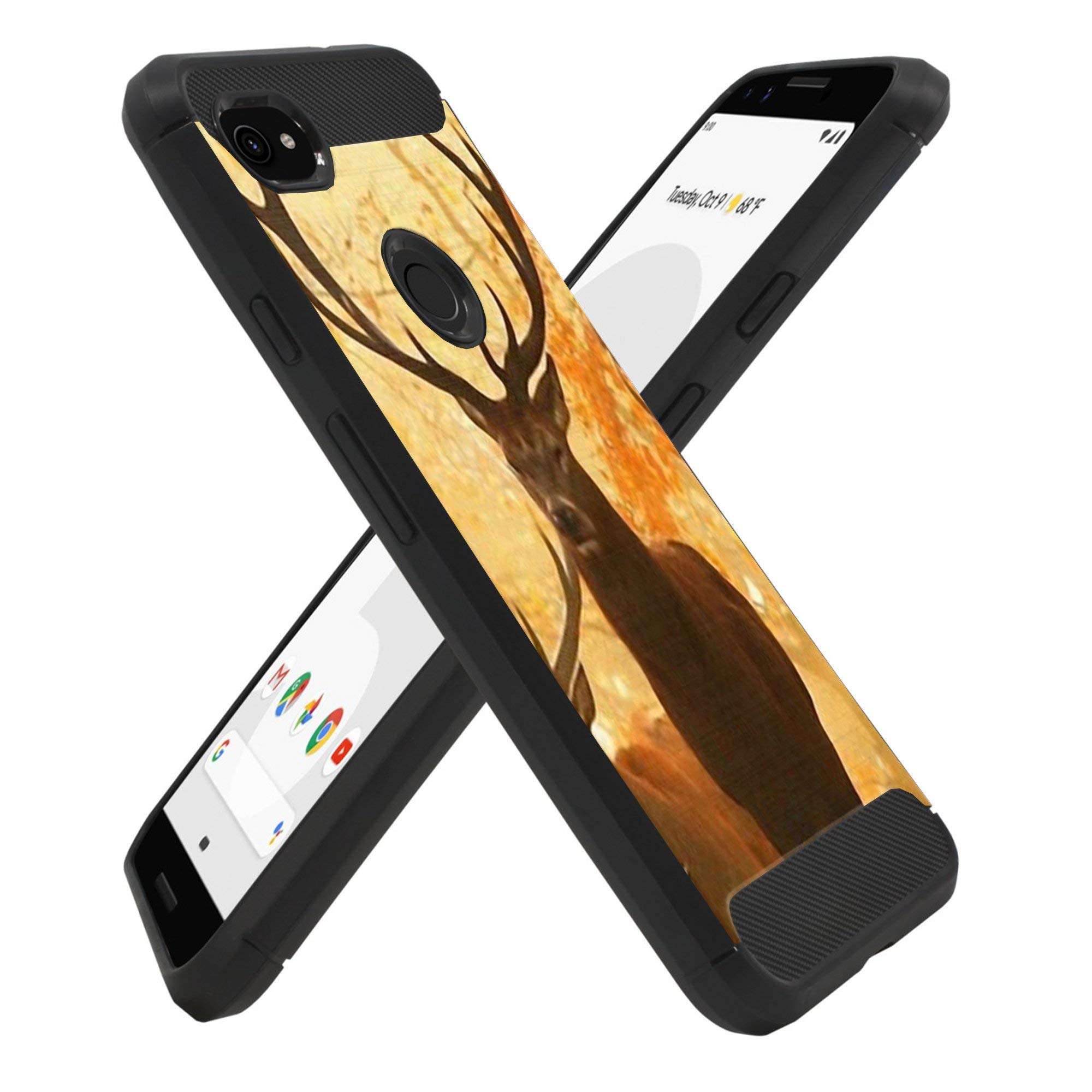 Google Pixel 3A Case - Camo Carbon Fiber Cover (Sunset Deer) for Outdoor Protection