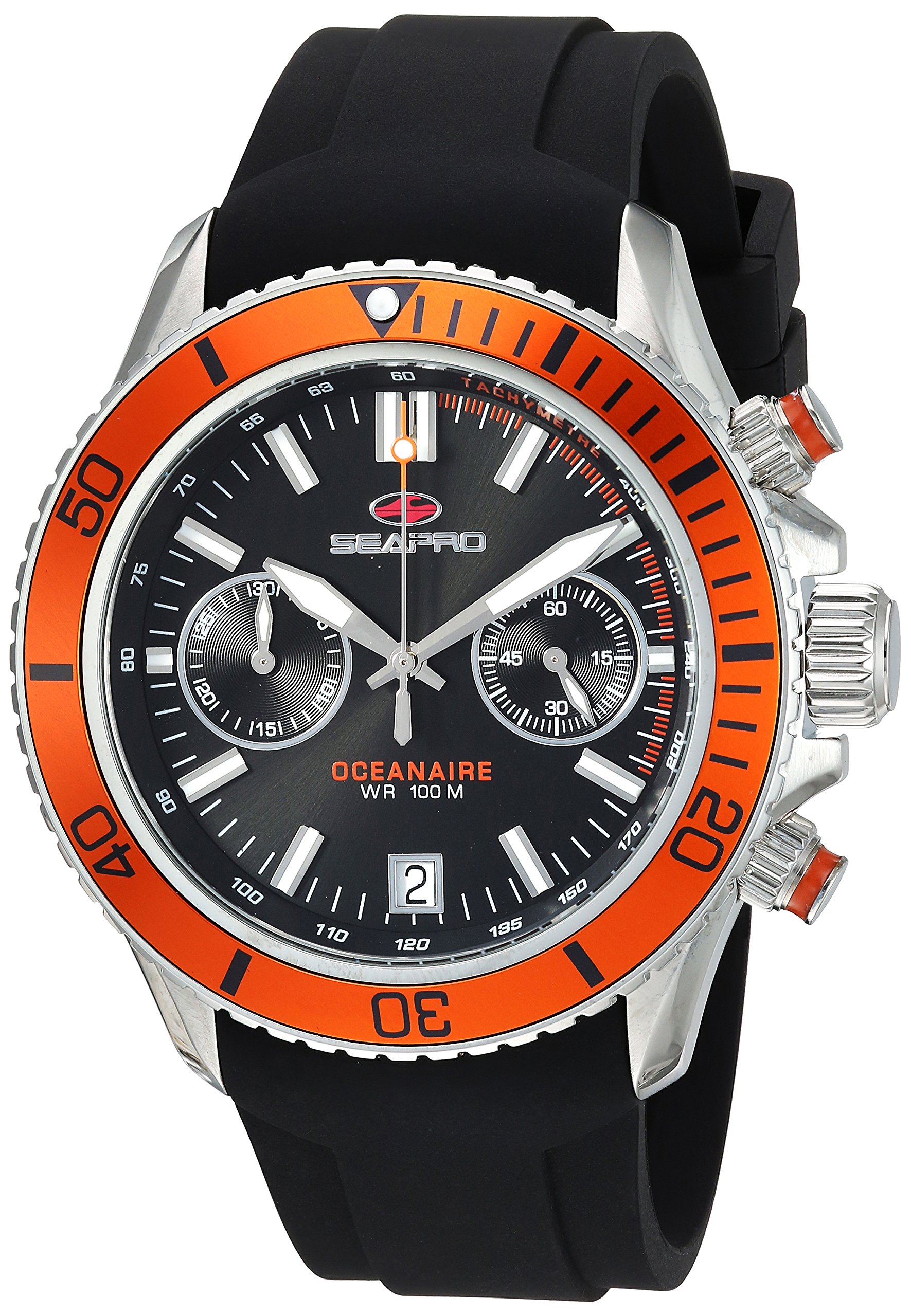 Seapro SP0334 Scuba Dragon Men's Analog Quartz Watch - Black Dial, Stainless Steel Band for Diving, Swimming & Outdoor Adventures
